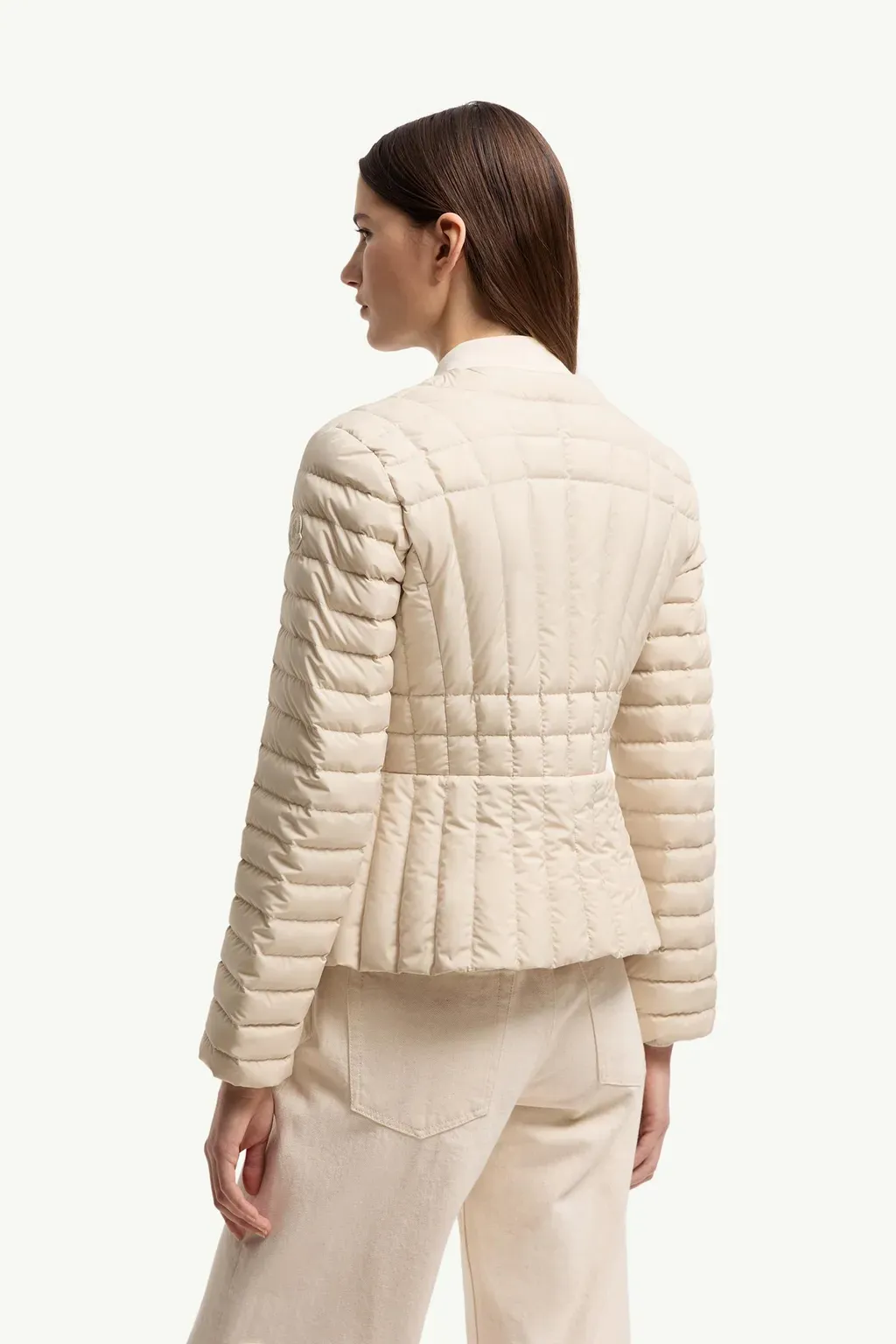 Menthe Vertical-Quilted Short Down Jacket