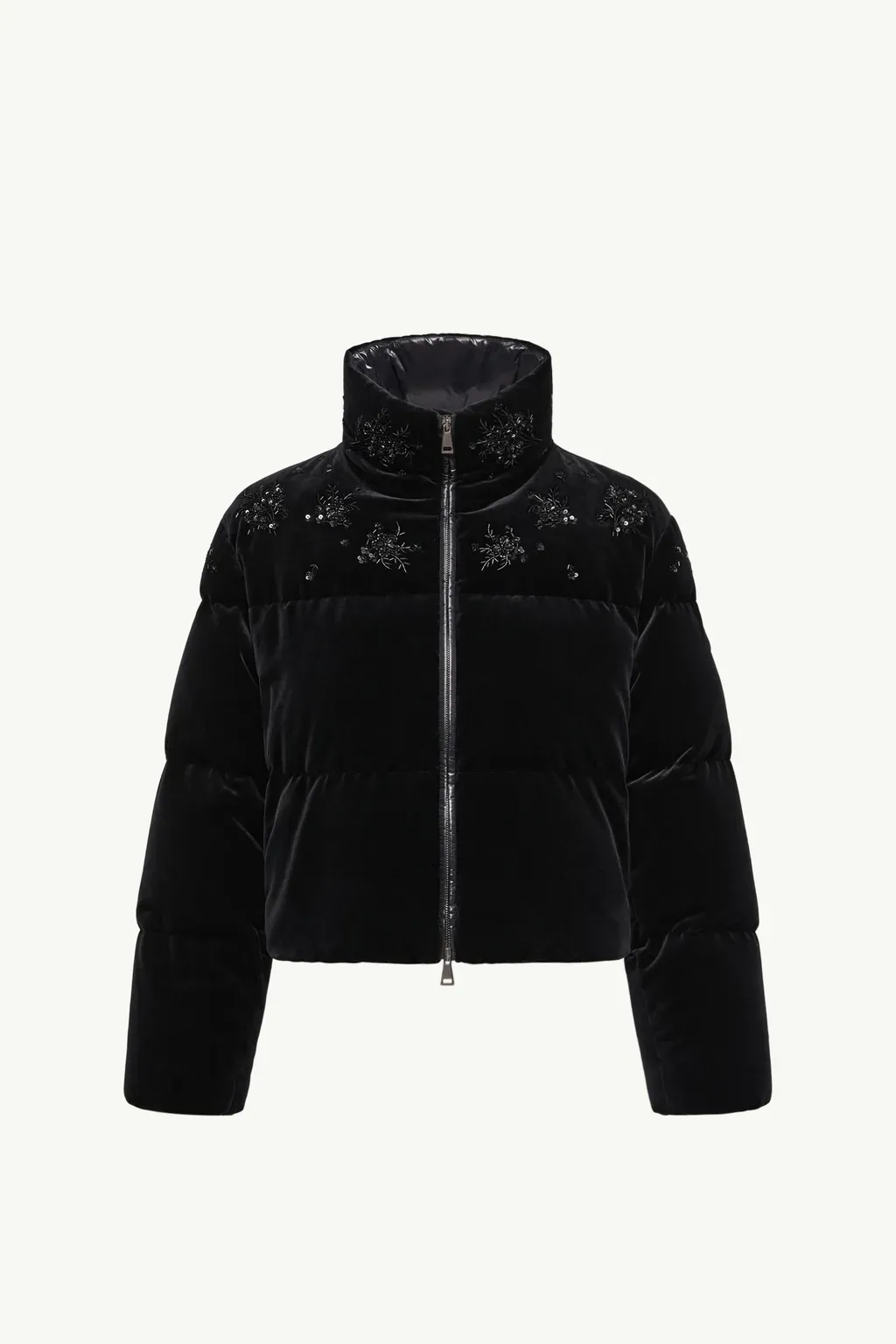 Nelles Sequin-Embroidered Velvet Short Down Jacket