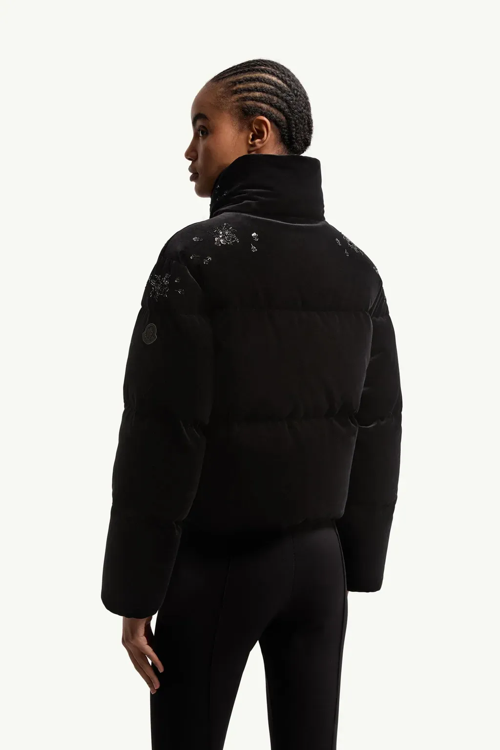 Nelles Sequin-Embroidered Velvet Short Down Jacket