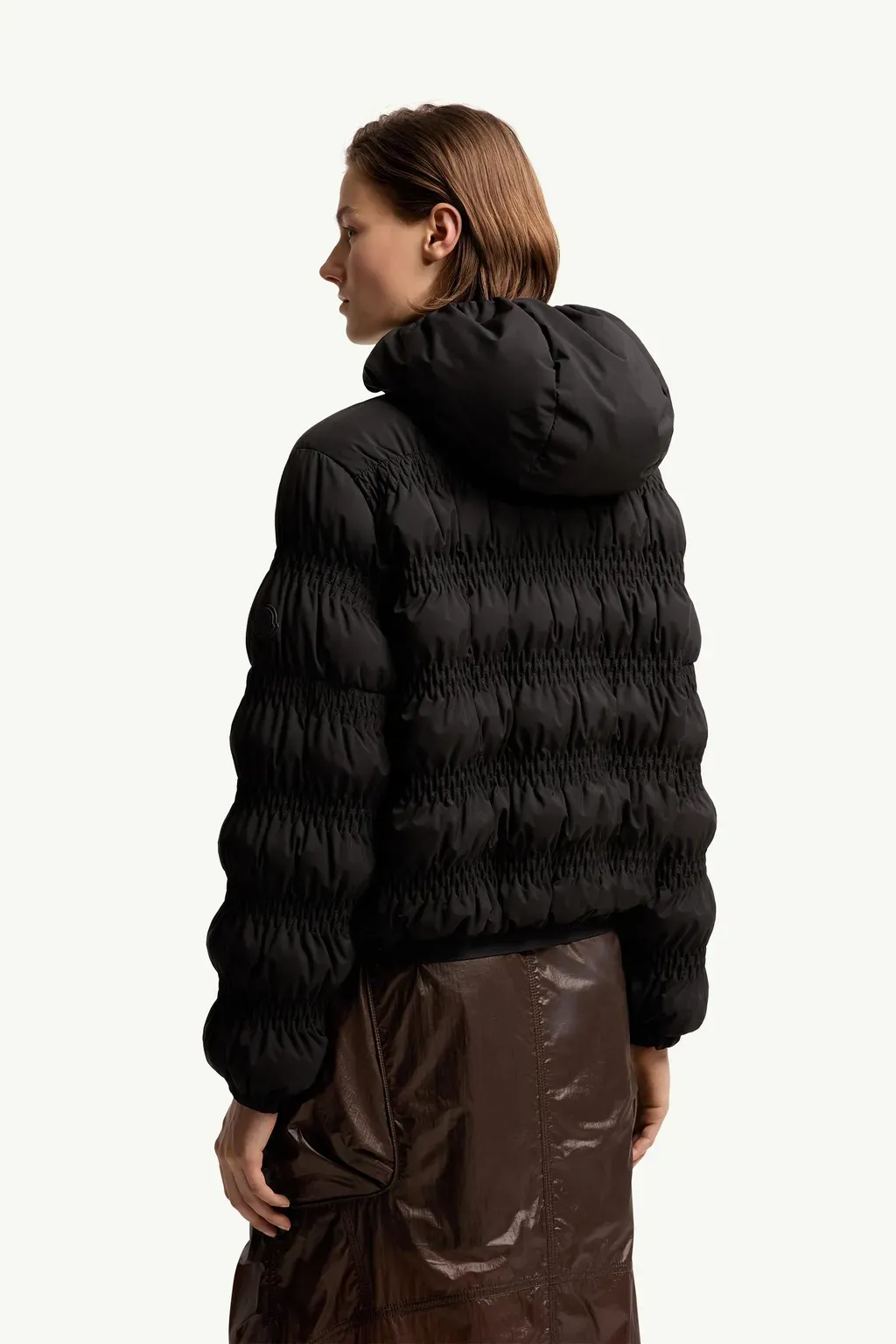 Noyer Gather-Quilted Hooded Short Down Jacket