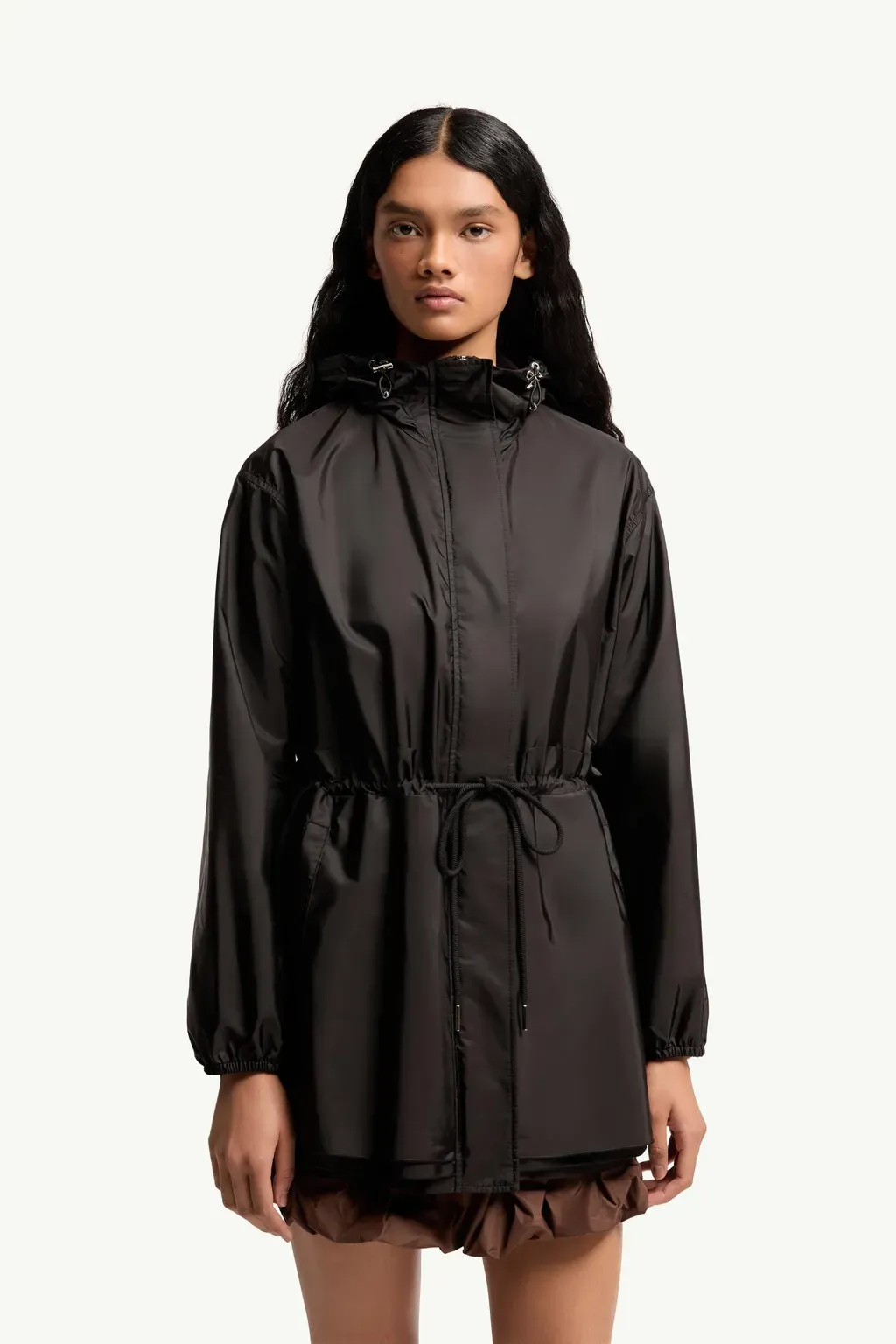 Weteau Ruched Hooded Rain Jacket