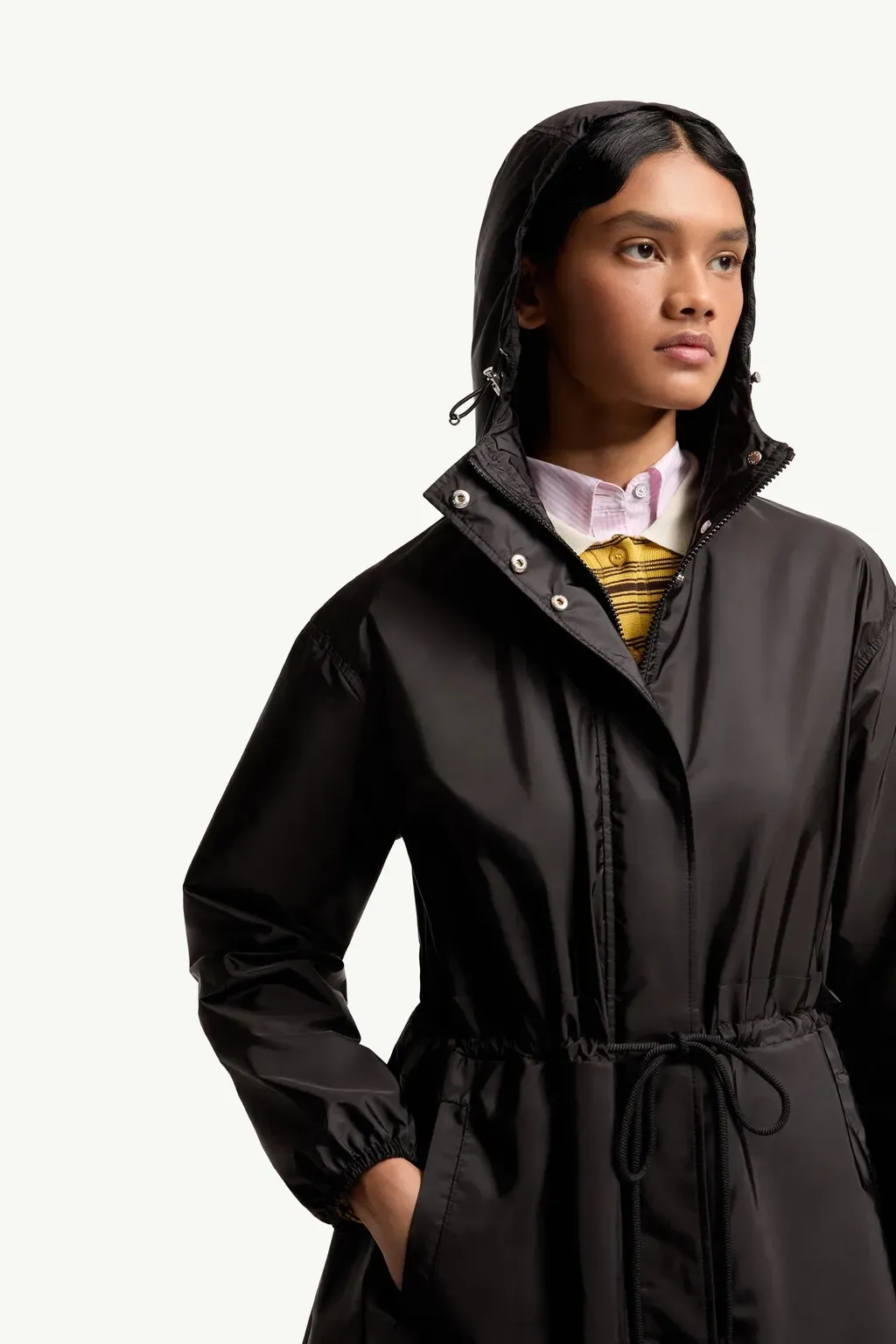 Weteau Ruched Hooded Rain Jacket
