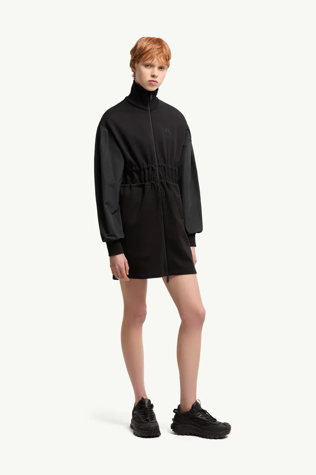 Cotton Fleece Sweatshirt Zip-Up Dress