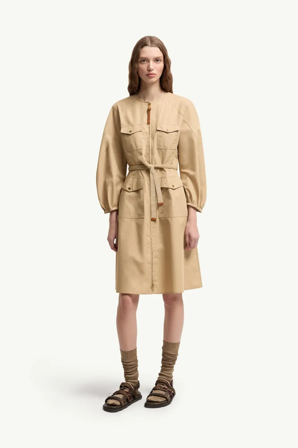 Pleated Poplin Dress