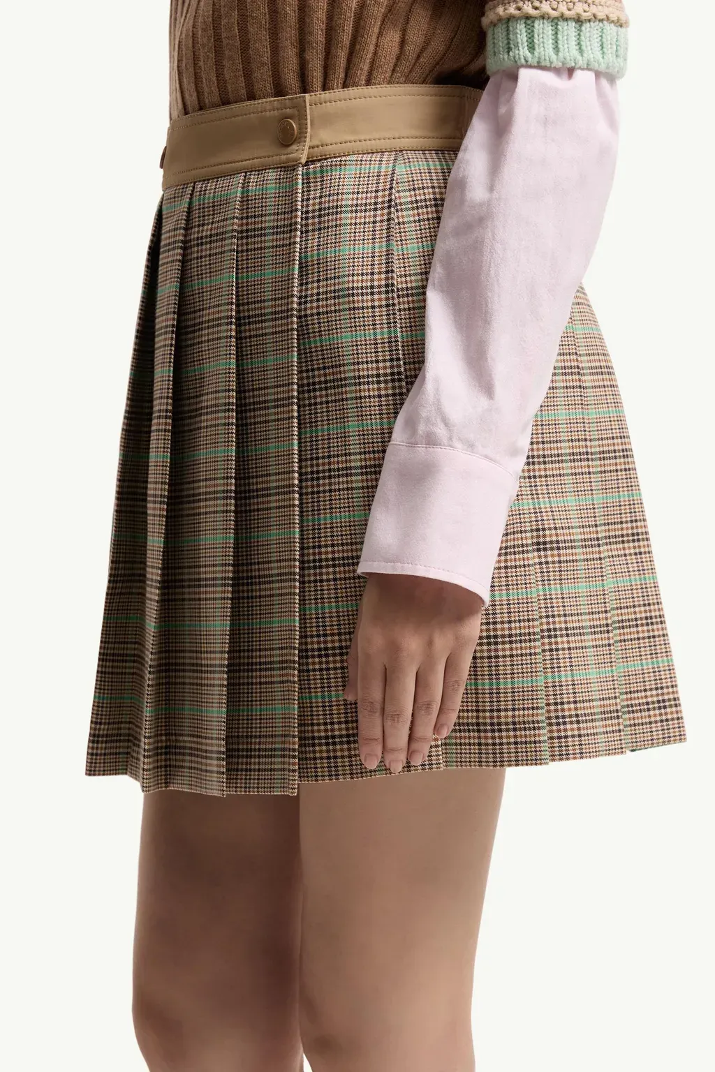 Checked Pleated Mini Skirt
