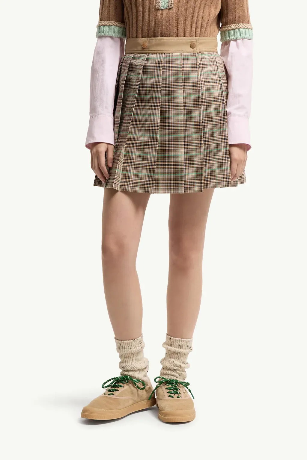 Checked Pleated Mini Skirt