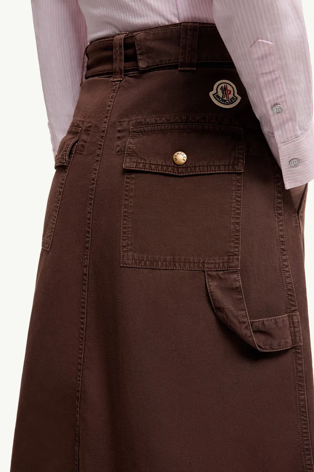 Belted Knee-Length Cotton Skirt