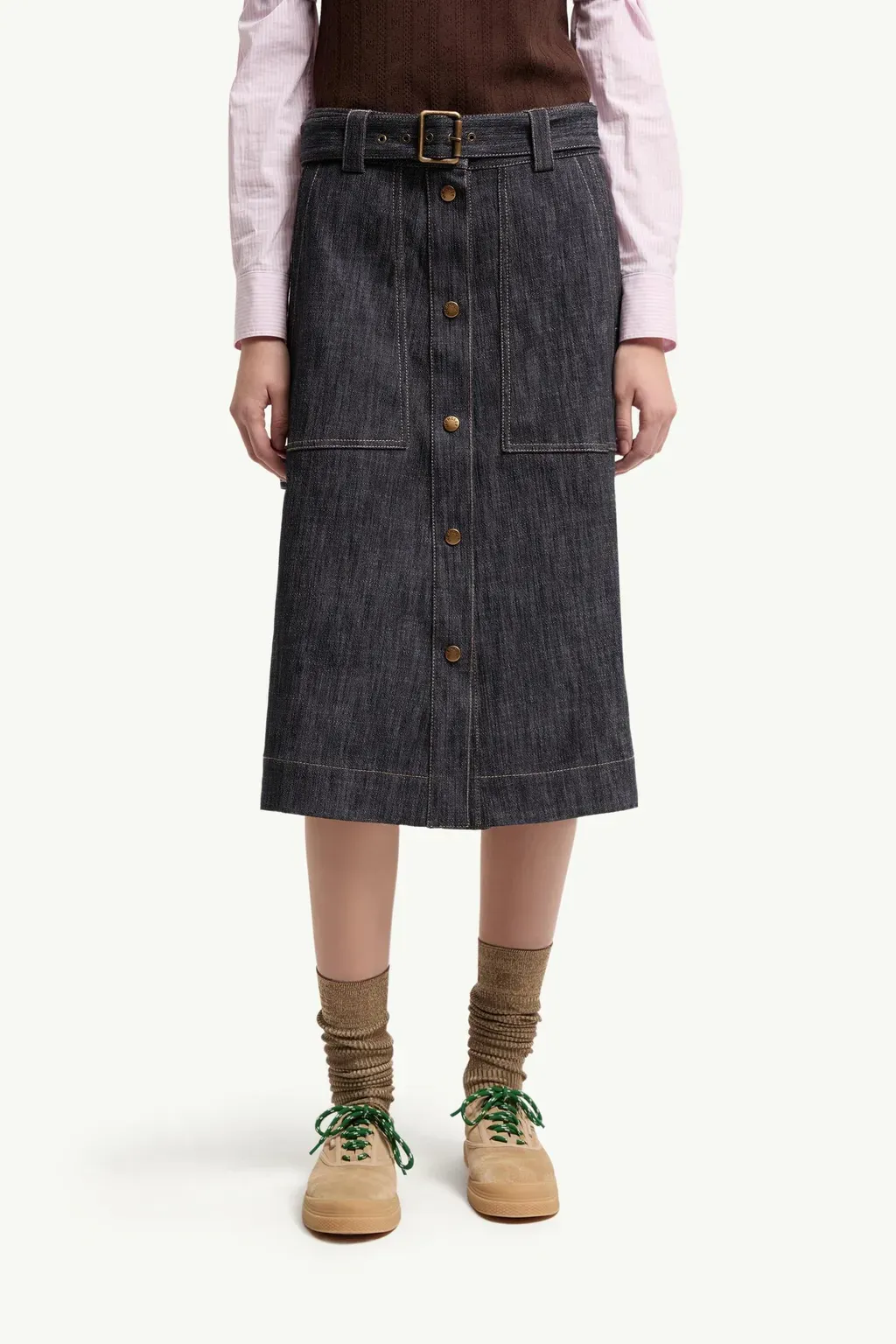 Denim Knee-Length Skirt