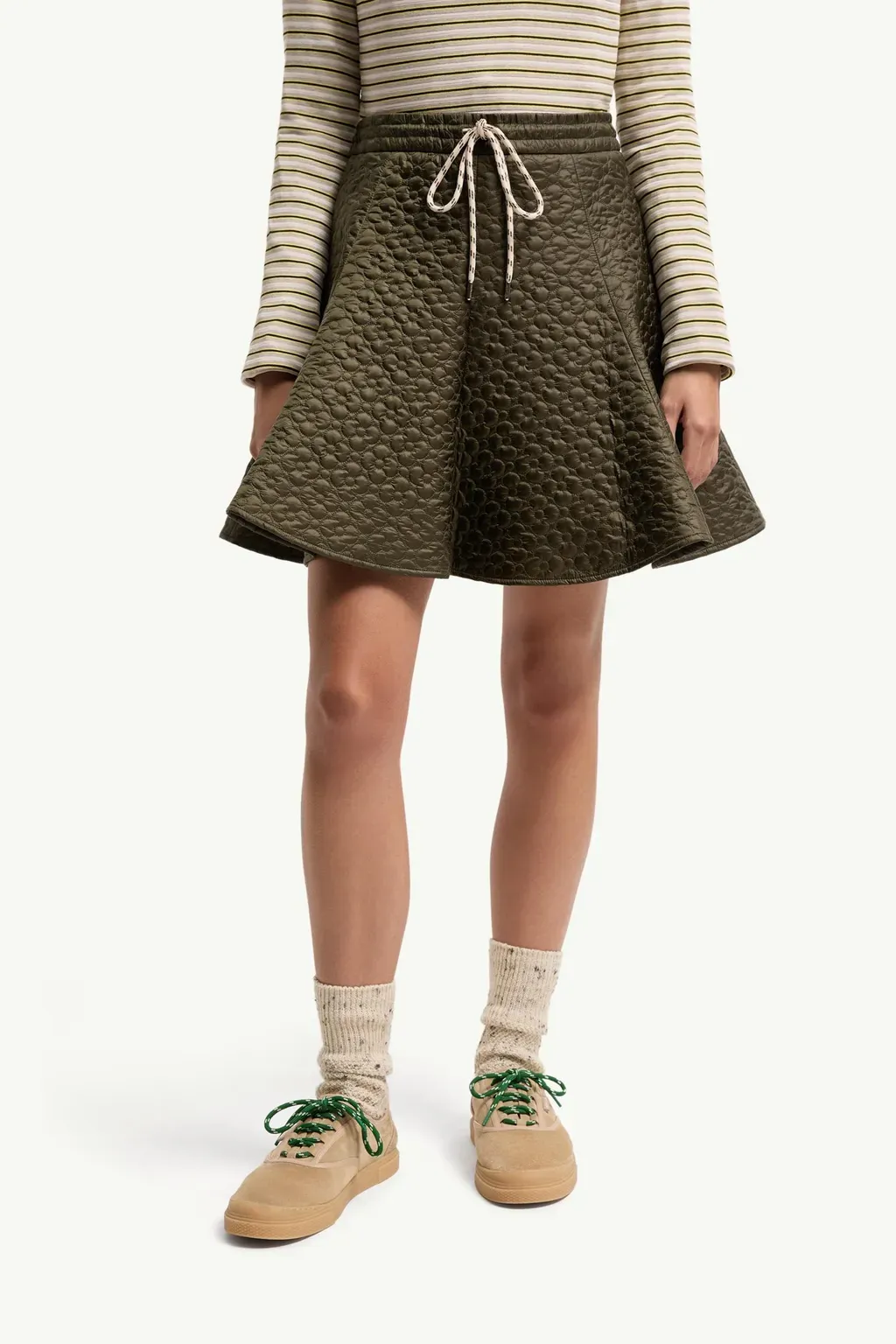 Floral-Quilted Padded Mini Skirt