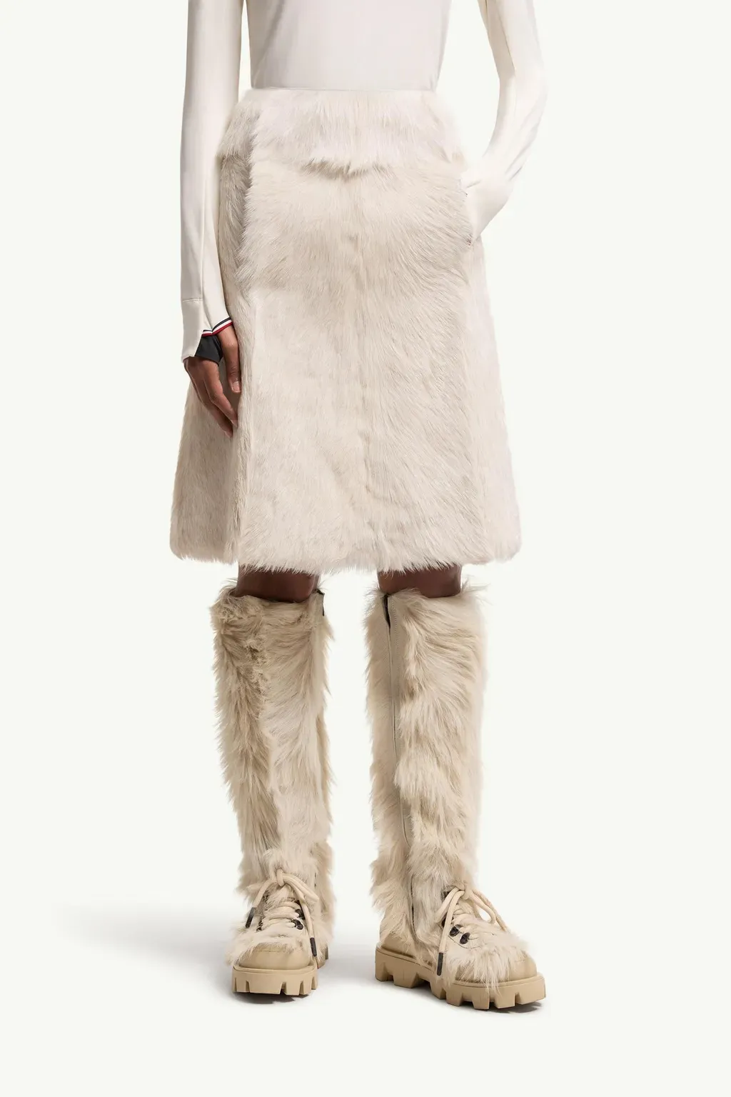 Shearling Knee-Length Skirt