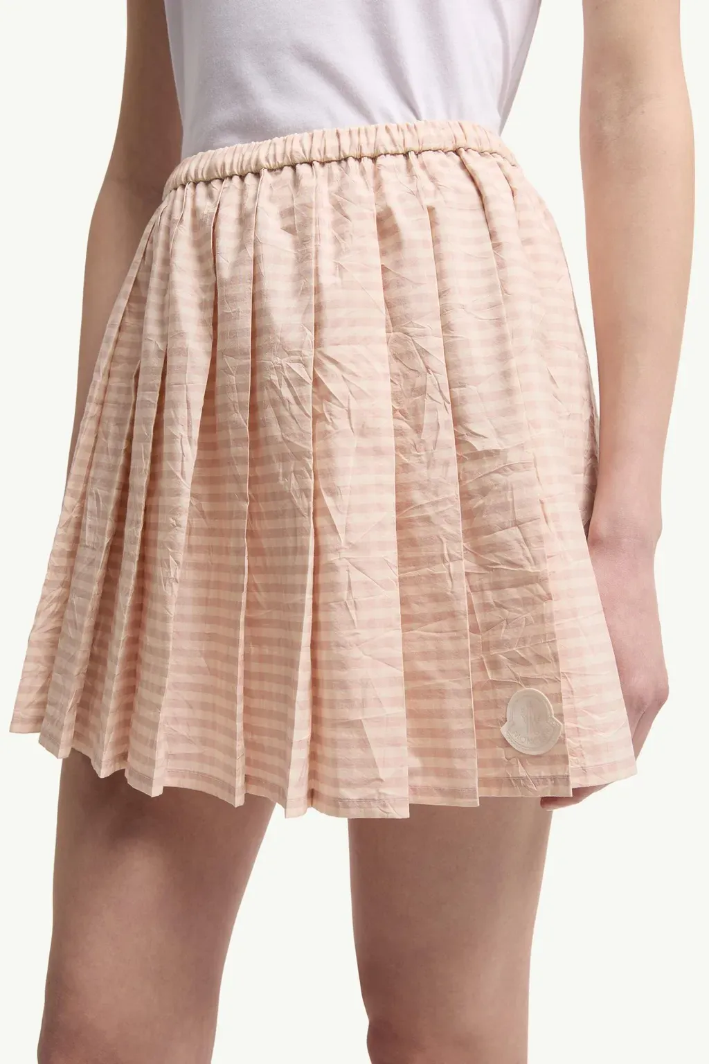 Vichy Cotton Blend Pleated Mini Skirt