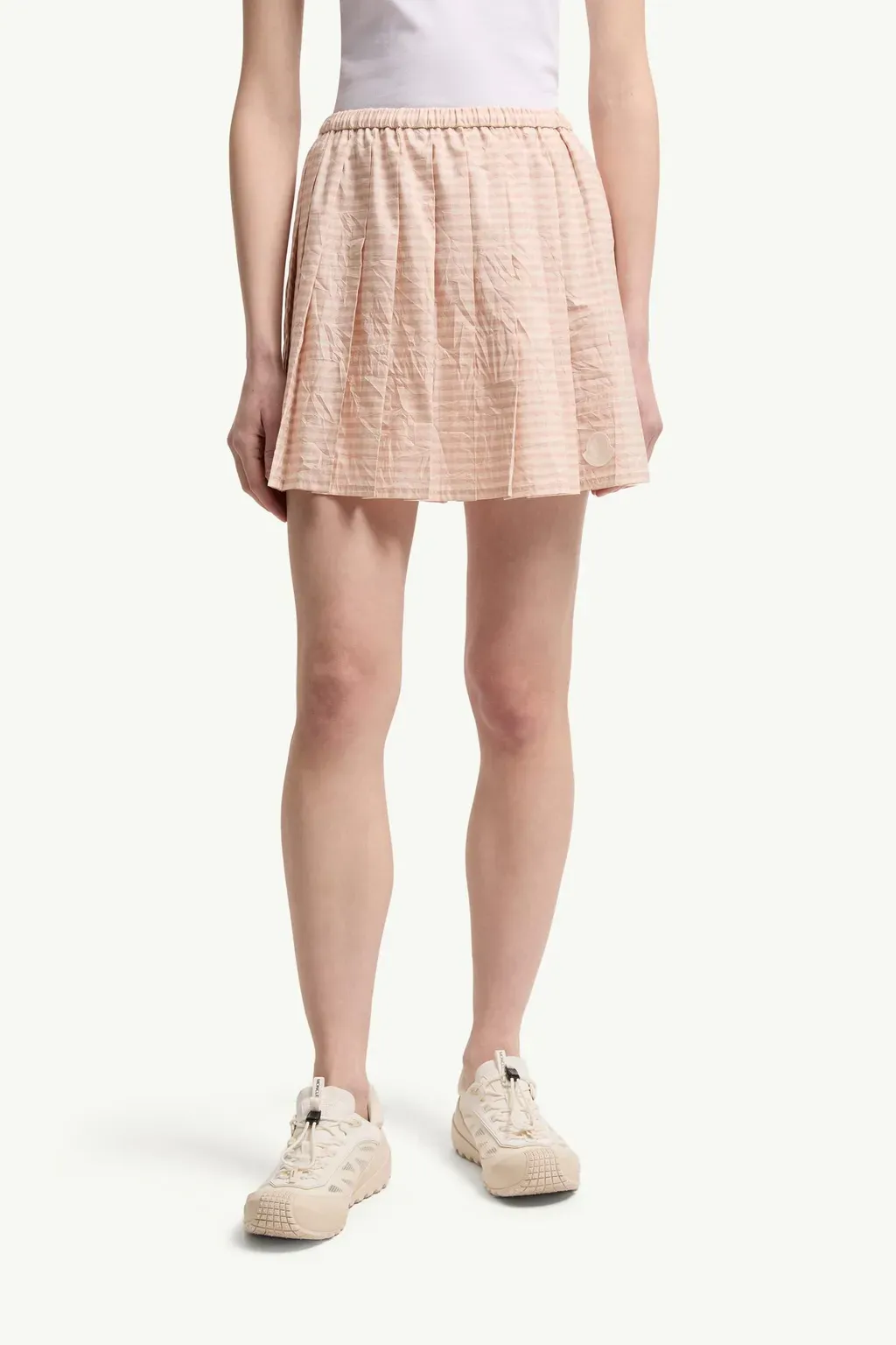 Vichy Cotton Blend Pleated Mini Skirt