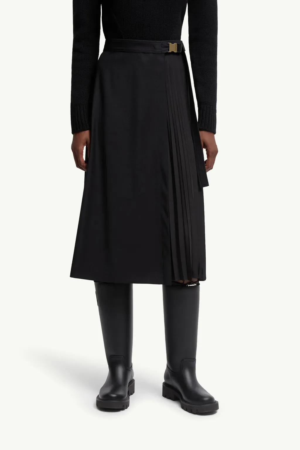 Wool Gabardine Knee-Length Skirt