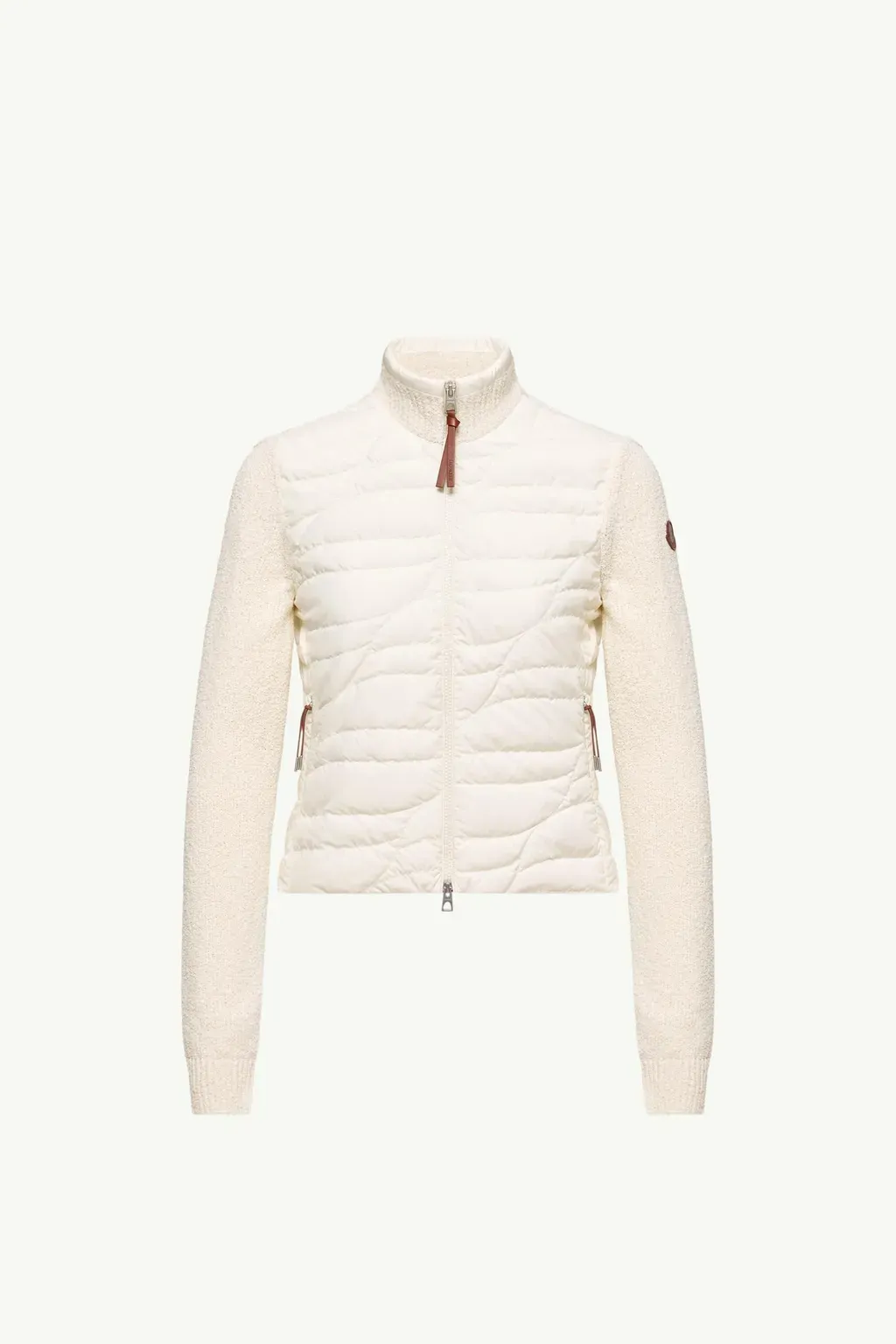 Cotton Blend Padded Zip-Up Cardigan