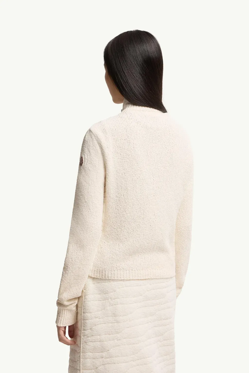 Cotton Blend Padded Zip-Up Cardigan