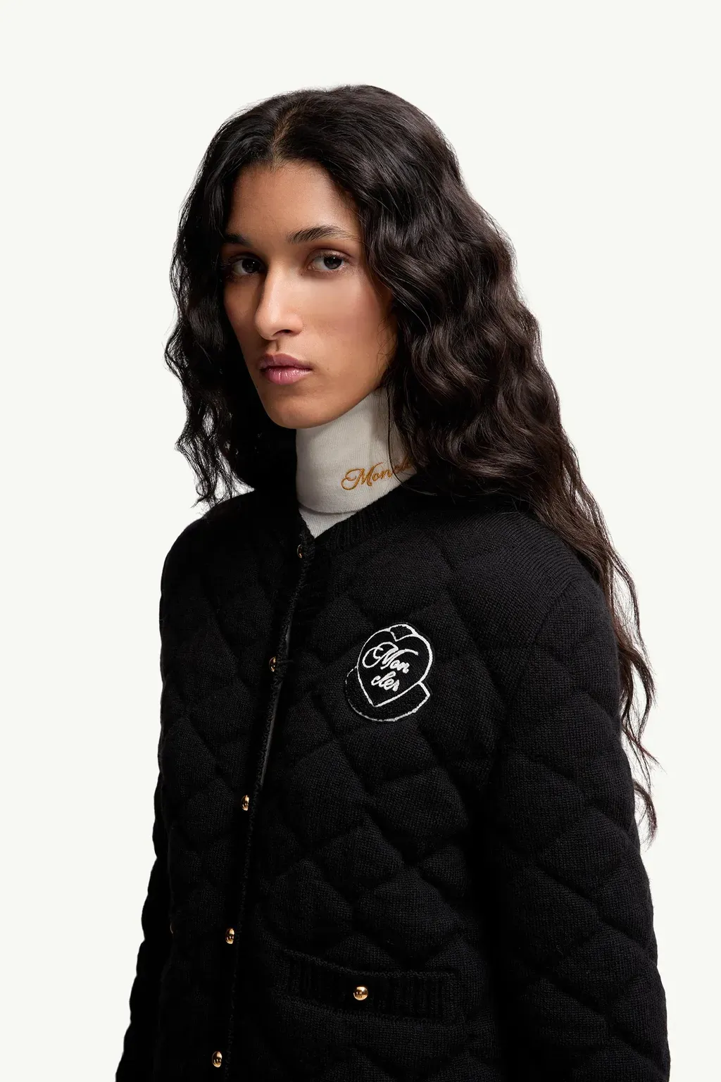 Diamond-Quilted Padded Wool Blend Cardigan