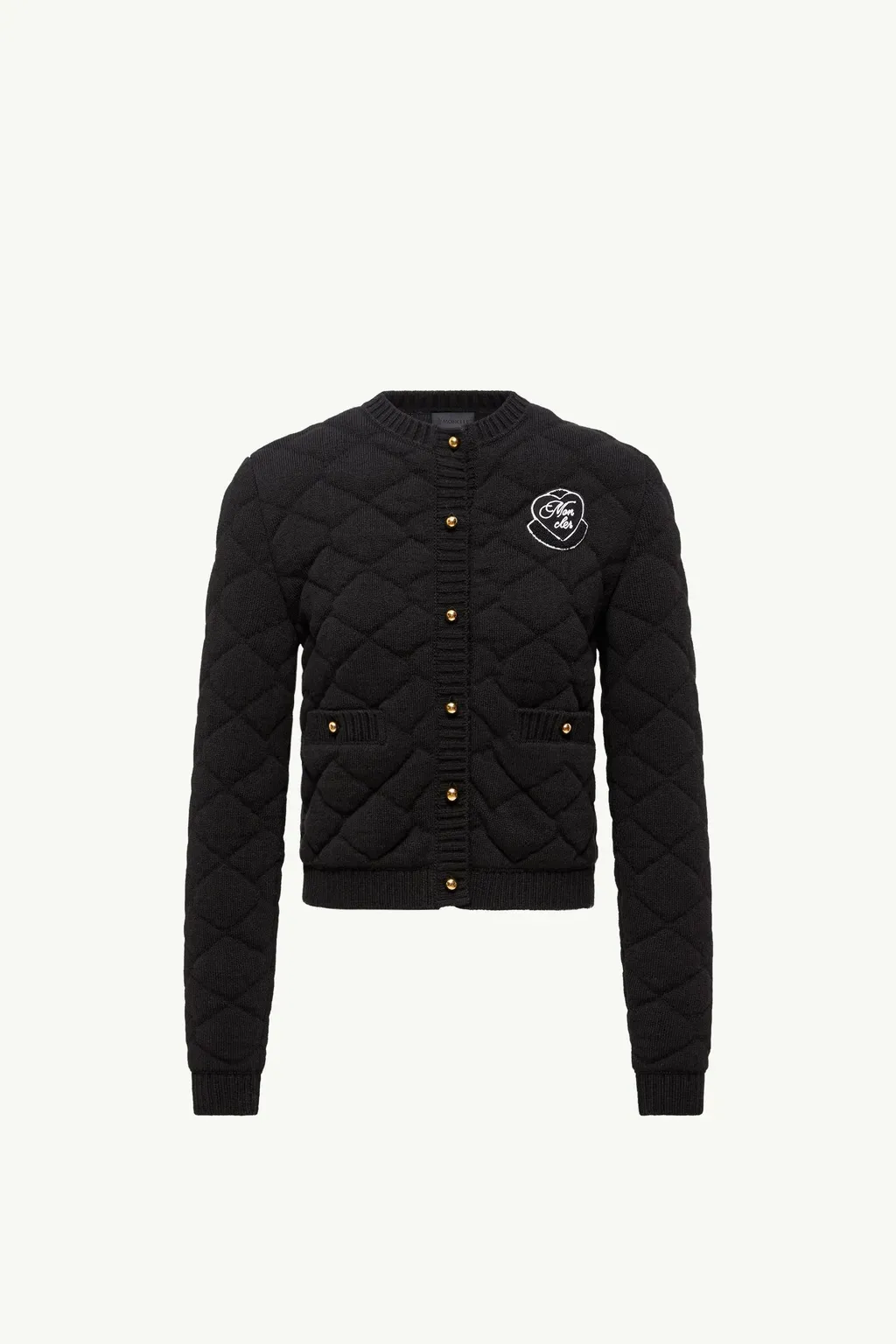 Diamond-Quilted Padded Wool Blend Cardigan