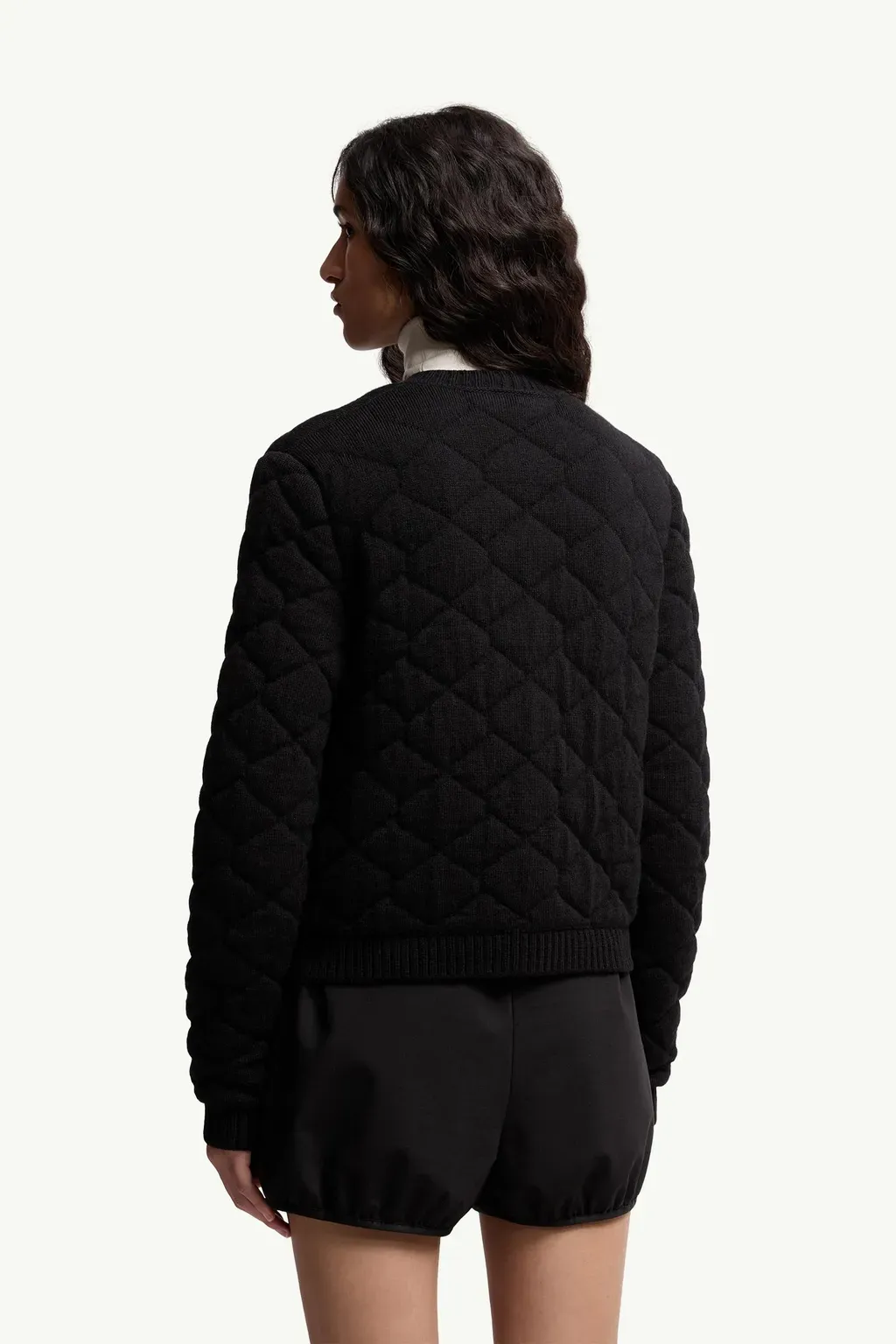 Diamond-Quilted Padded Wool Blend Cardigan