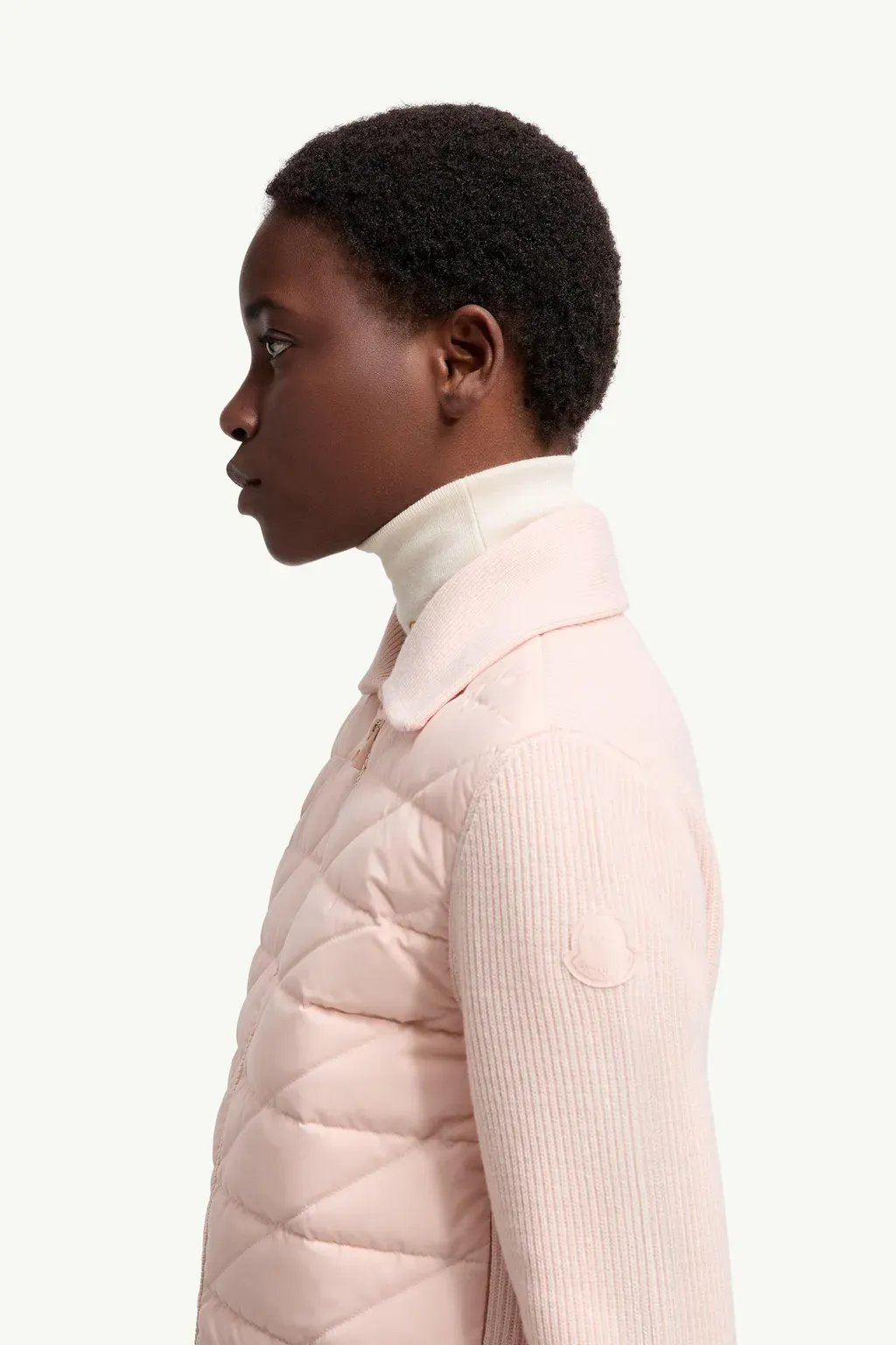 Diagonal-Quilted Padded Wool Cardigan