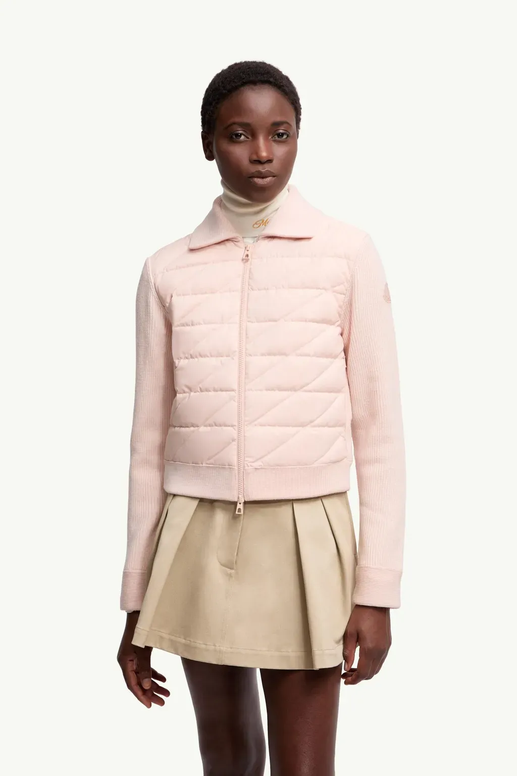 Diagonal-Quilted Padded Wool Cardigan