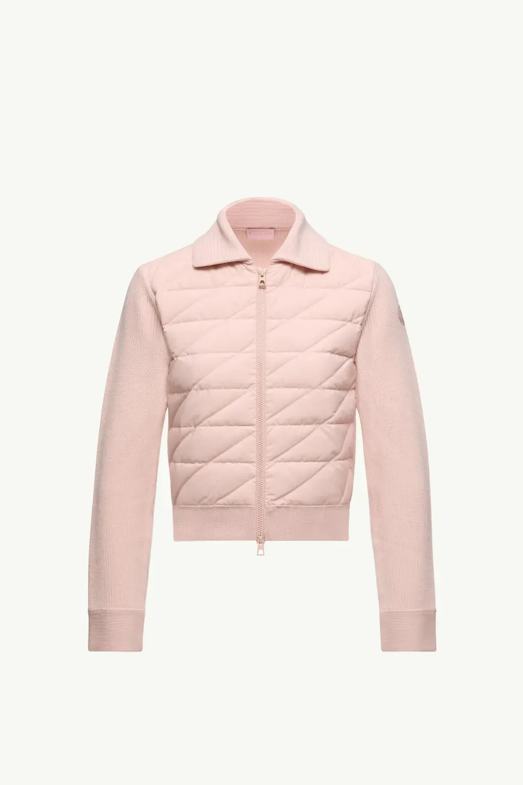 Diagonal-Quilted Padded Wool Cardigan