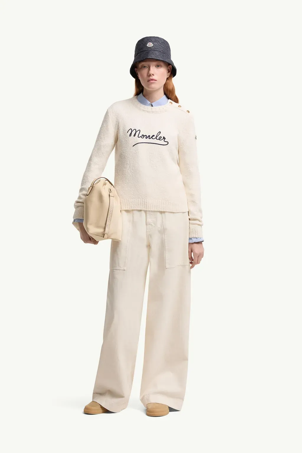 Embroidered Logo Cotton Blend Jumper