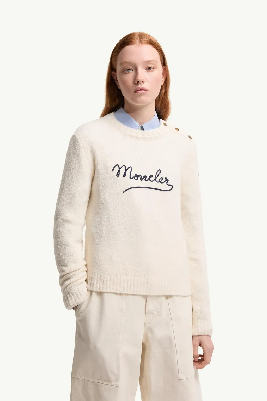 Embroidered Logo Cotton Blend Jumper