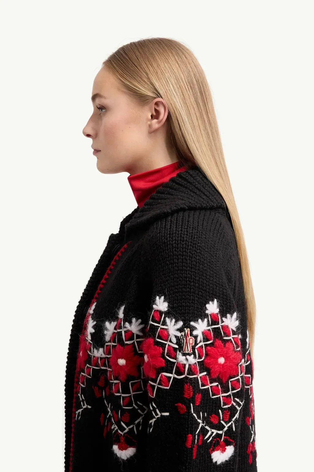 Embroidered Wool Blend Cardigan
