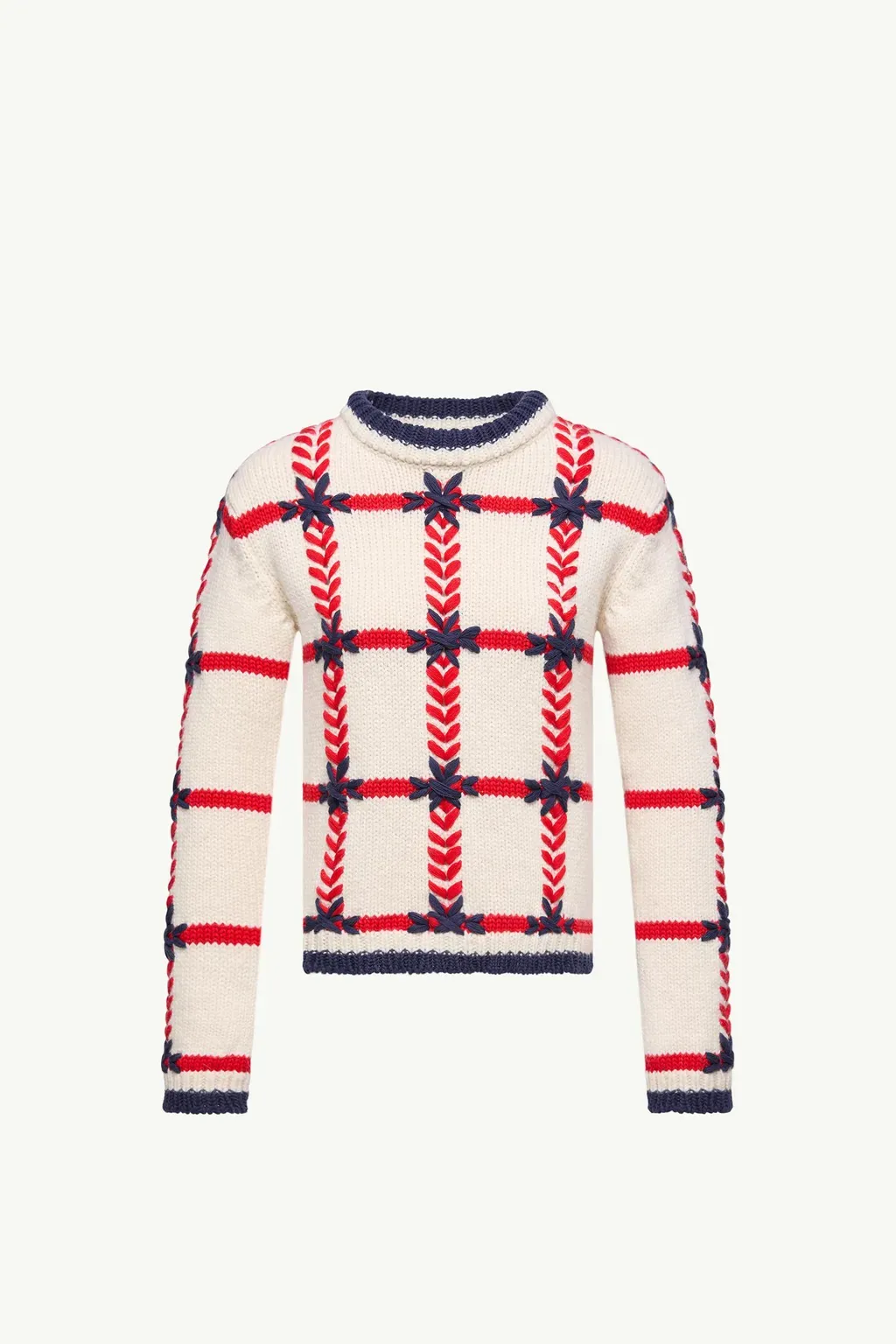 Embroidered Polo Neck Wool Blend Jumper