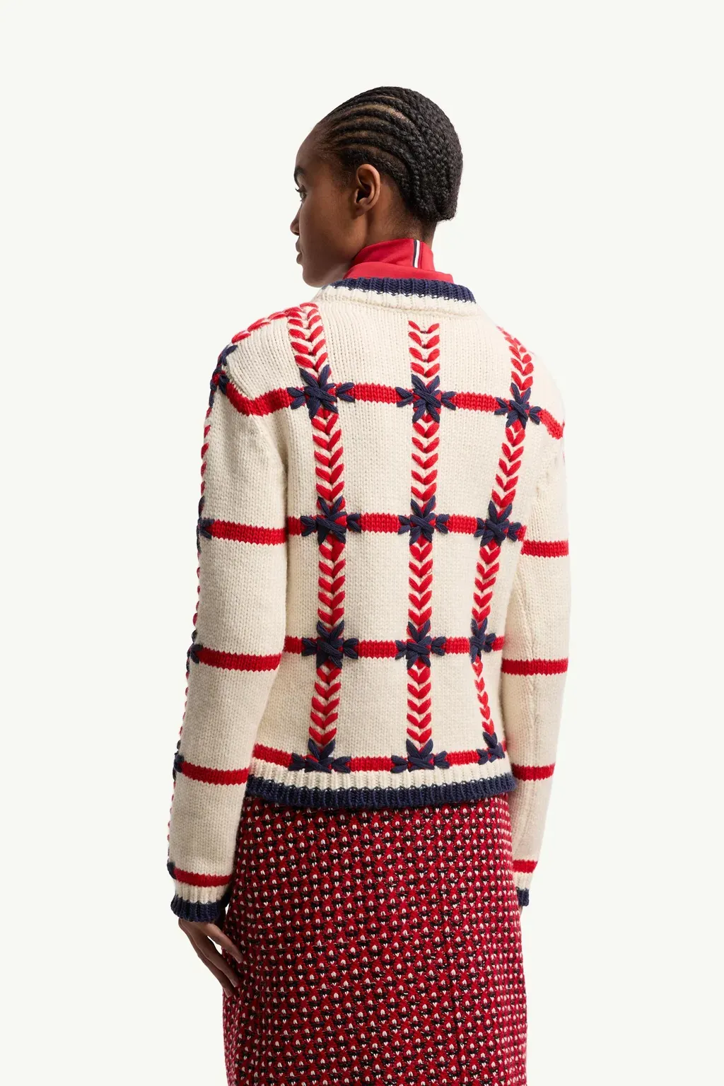 Embroidered Polo Neck Wool Blend Jumper