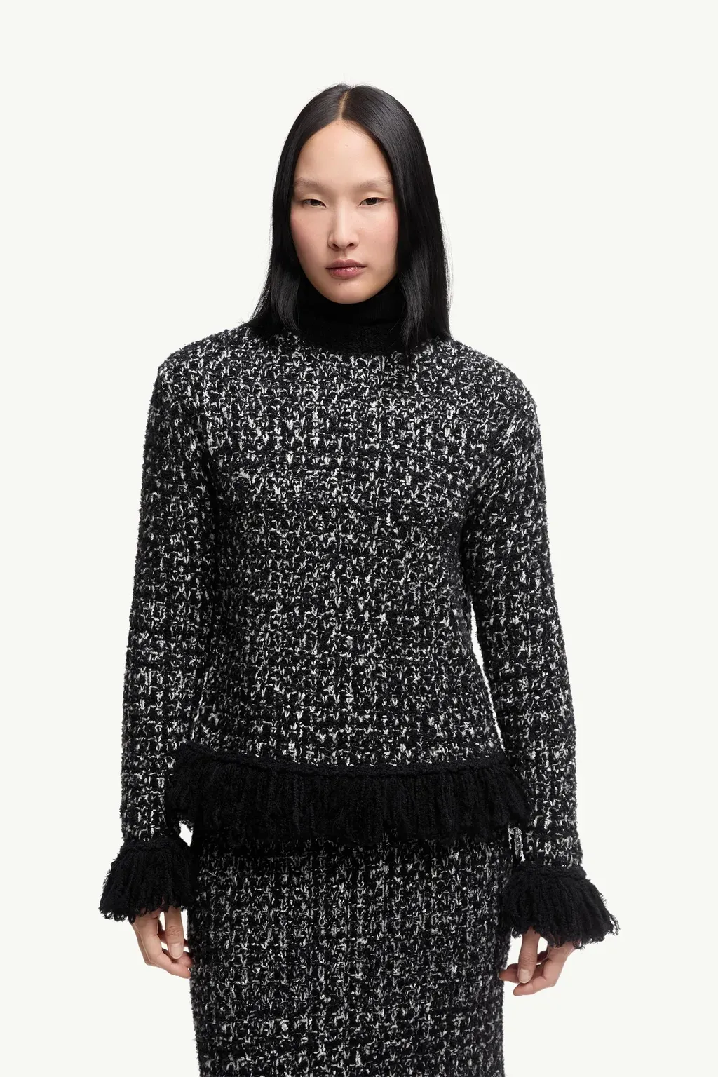 Fringe-Trim Wool Blend Jumper