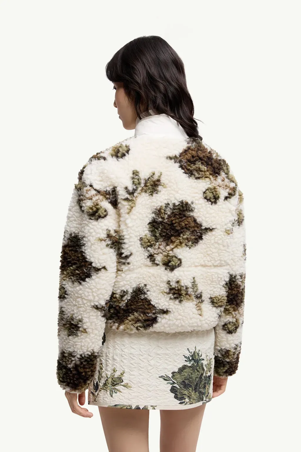 Floral Print Padded Wool Blend Jumper