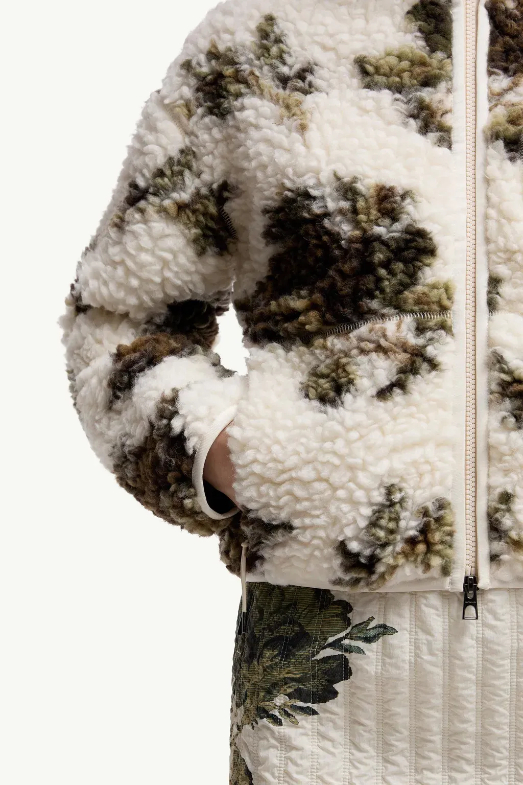 Floral Print Padded Wool Blend Jumper