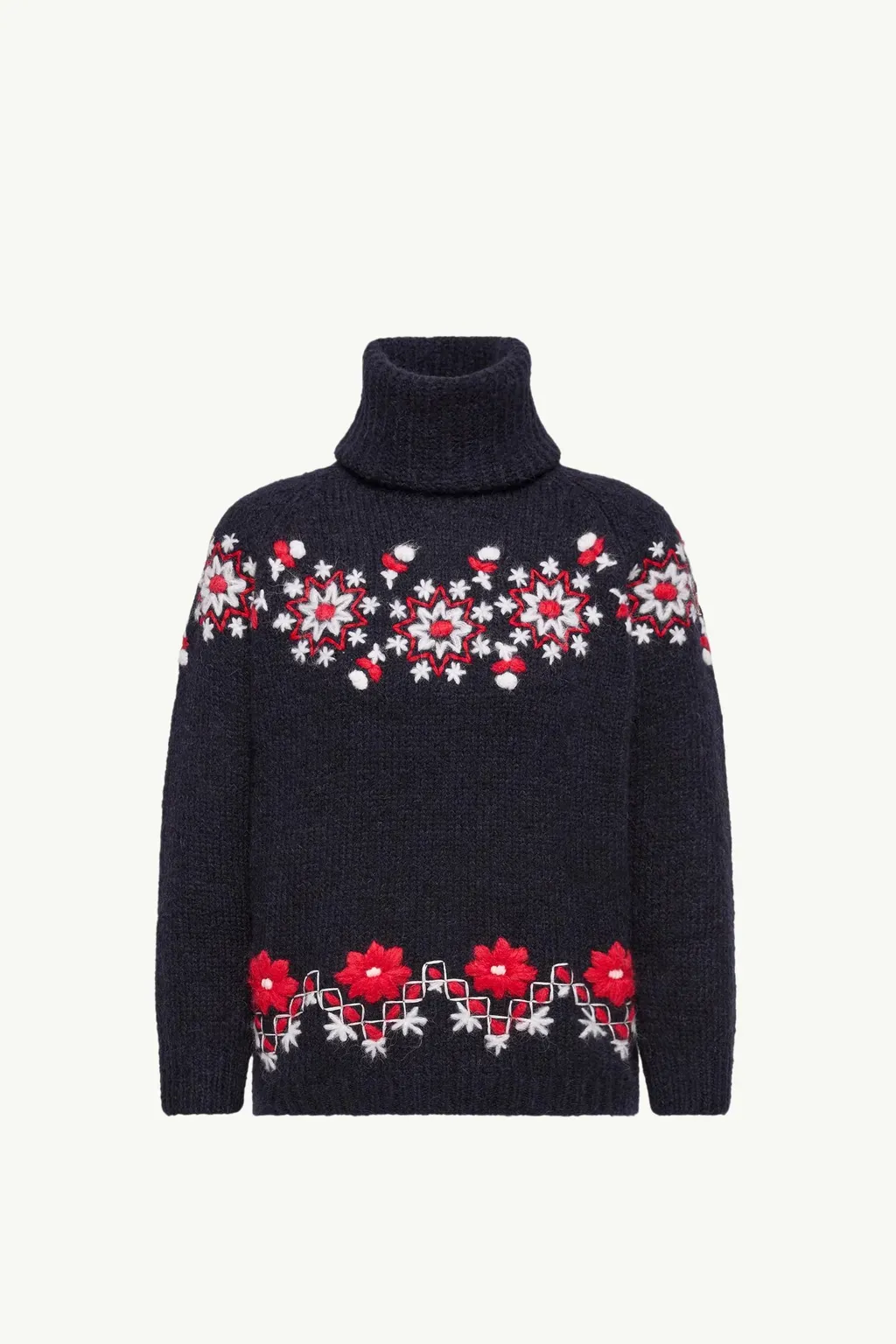 Hand-Embroidered Alpaca & Wool Turtleneck Jumper