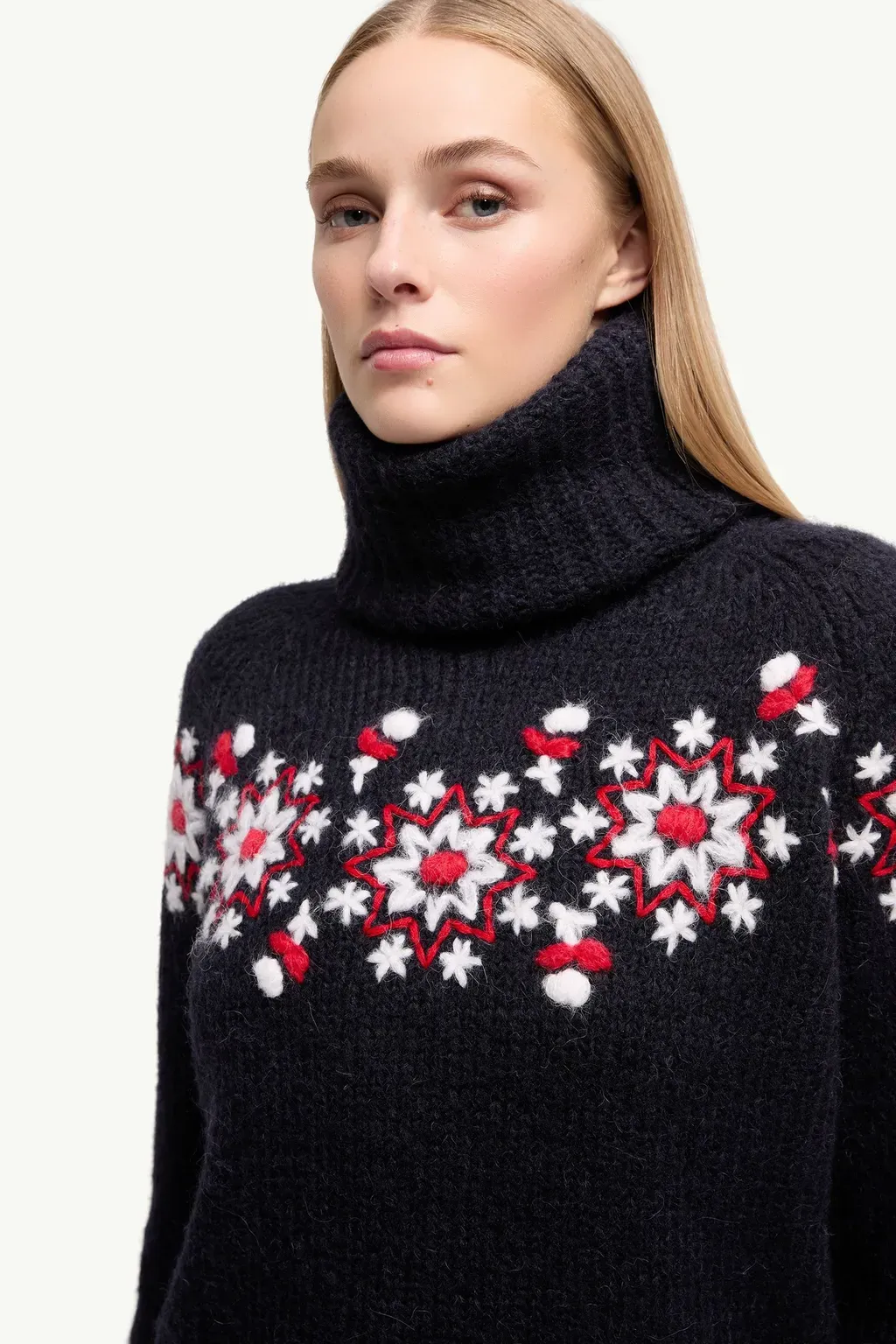 Hand-Embroidered Alpaca & Wool Turtleneck Jumper