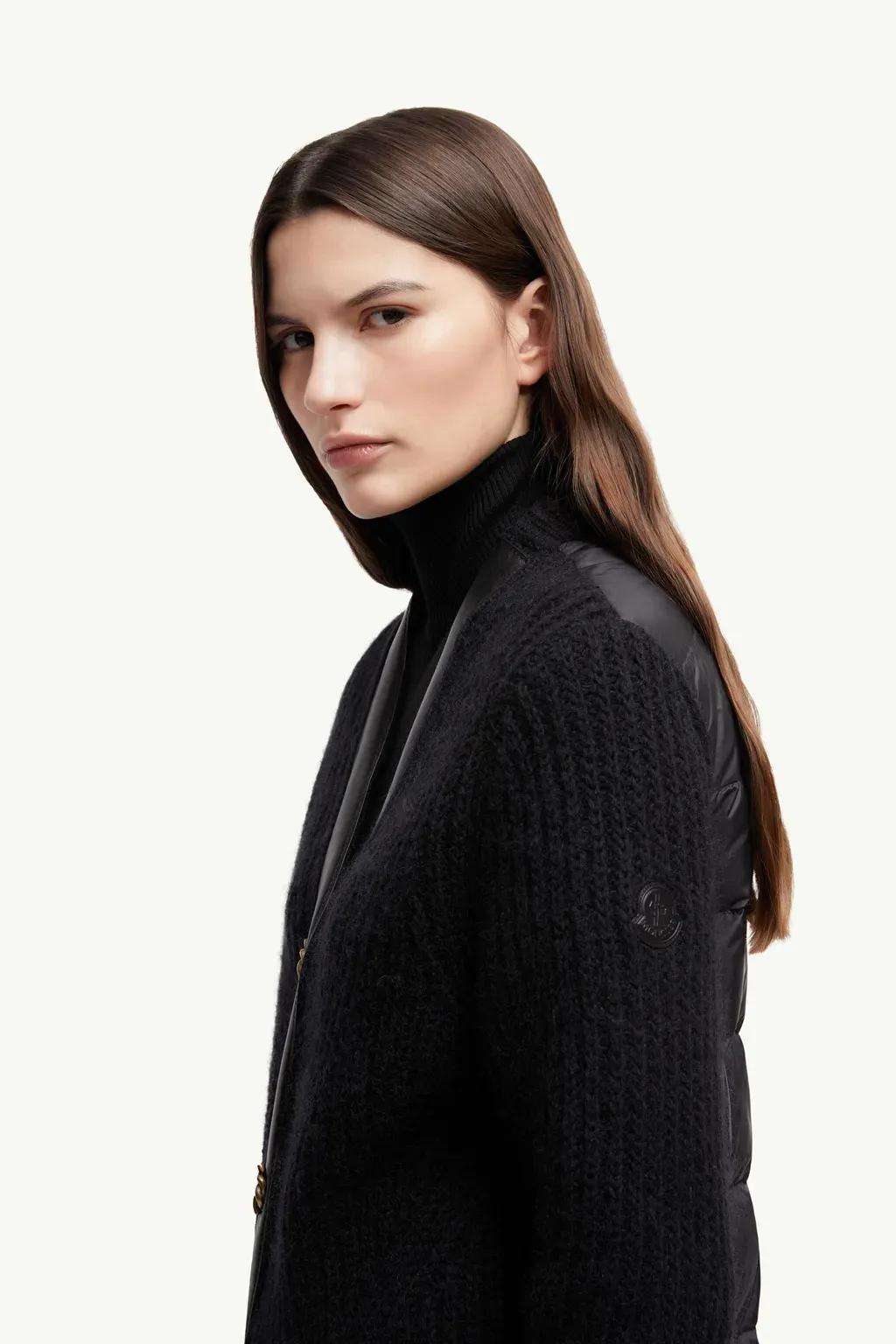 Leather-Trimmed Wool & Mohair Padded Cardigan
