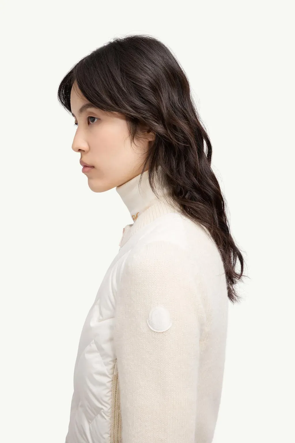 Padded Wool Blend Zip-Up Cardigan