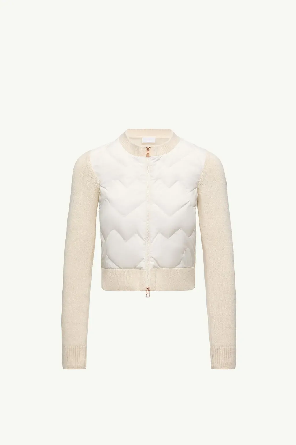 Padded Wool Blend Zip-Up Cardigan