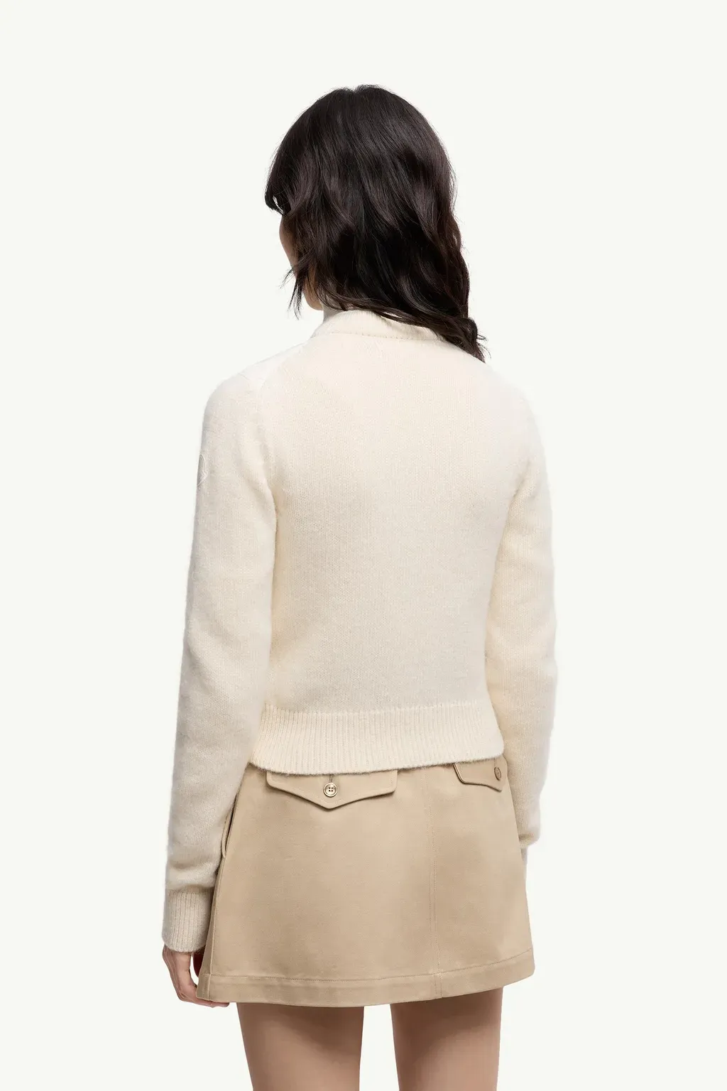 Padded Wool Blend Zip-Up Cardigan