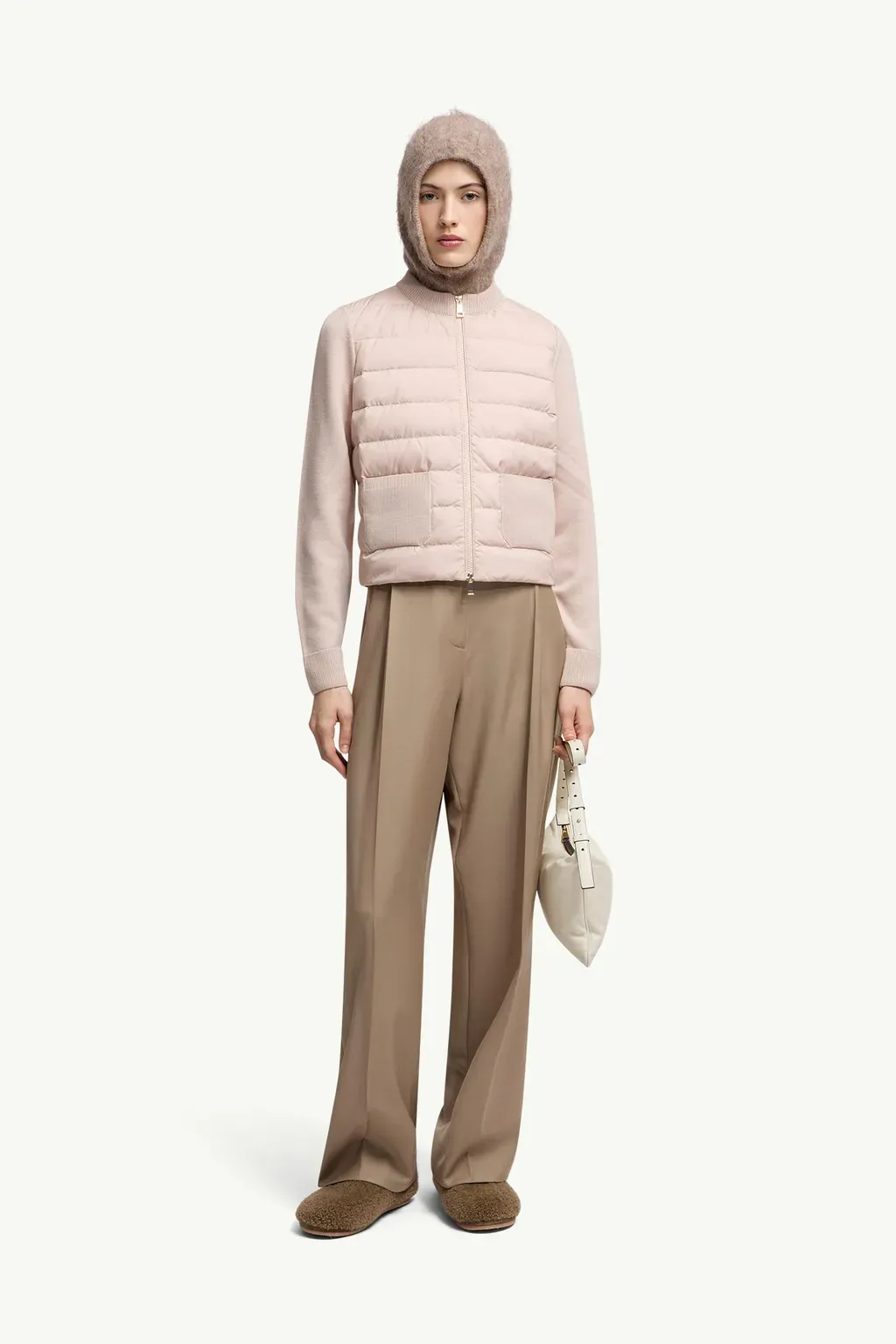 Padded Wool Zip-Up Cardigan