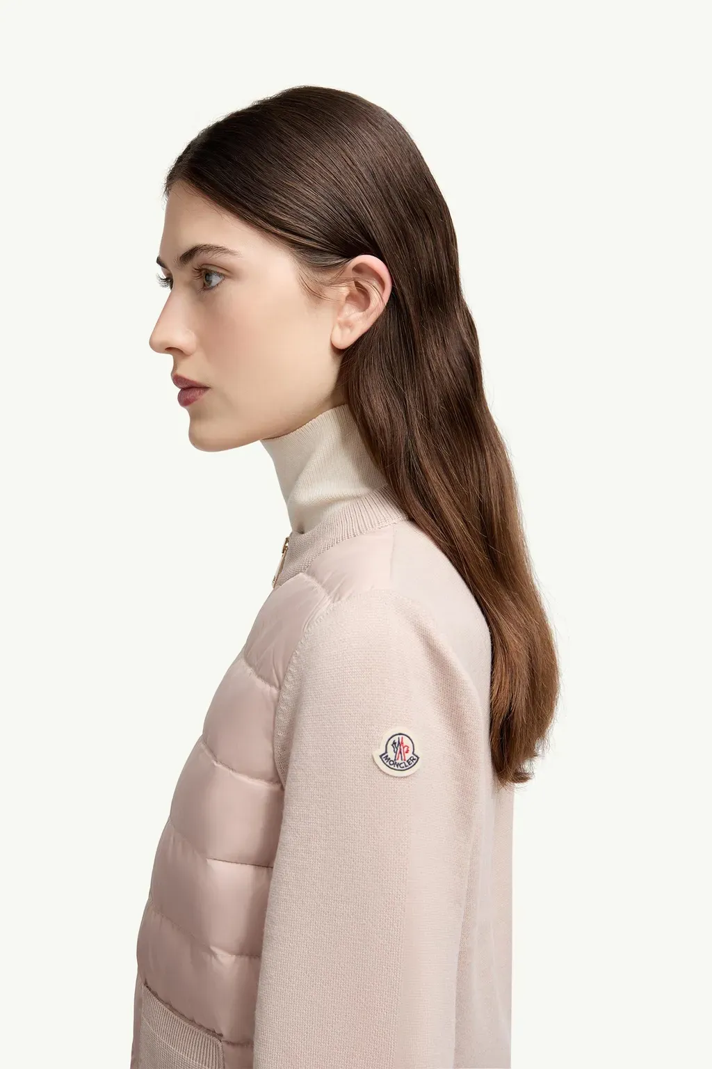 Padded Wool Zip-Up Cardigan