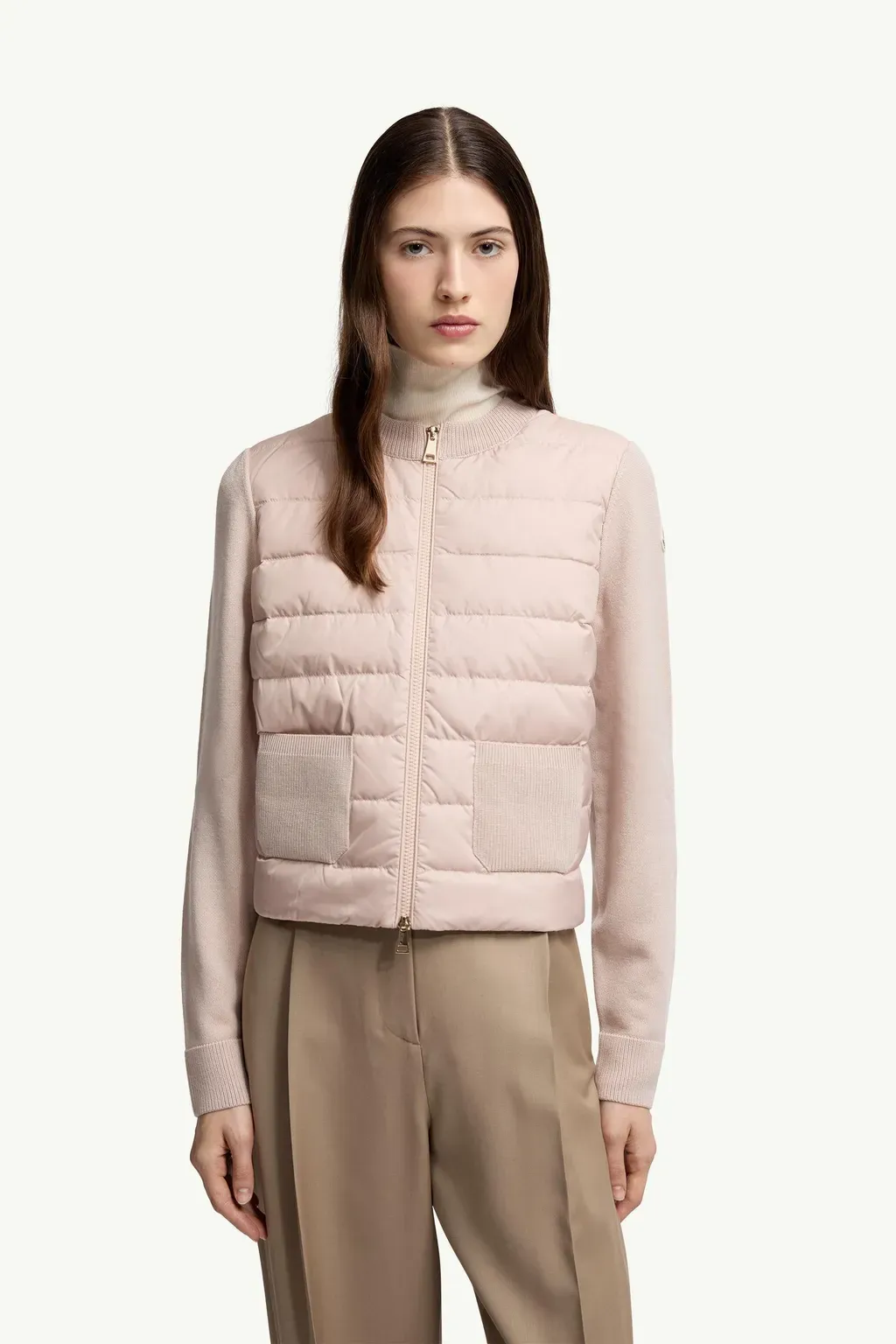 Padded Wool Zip-Up Cardigan