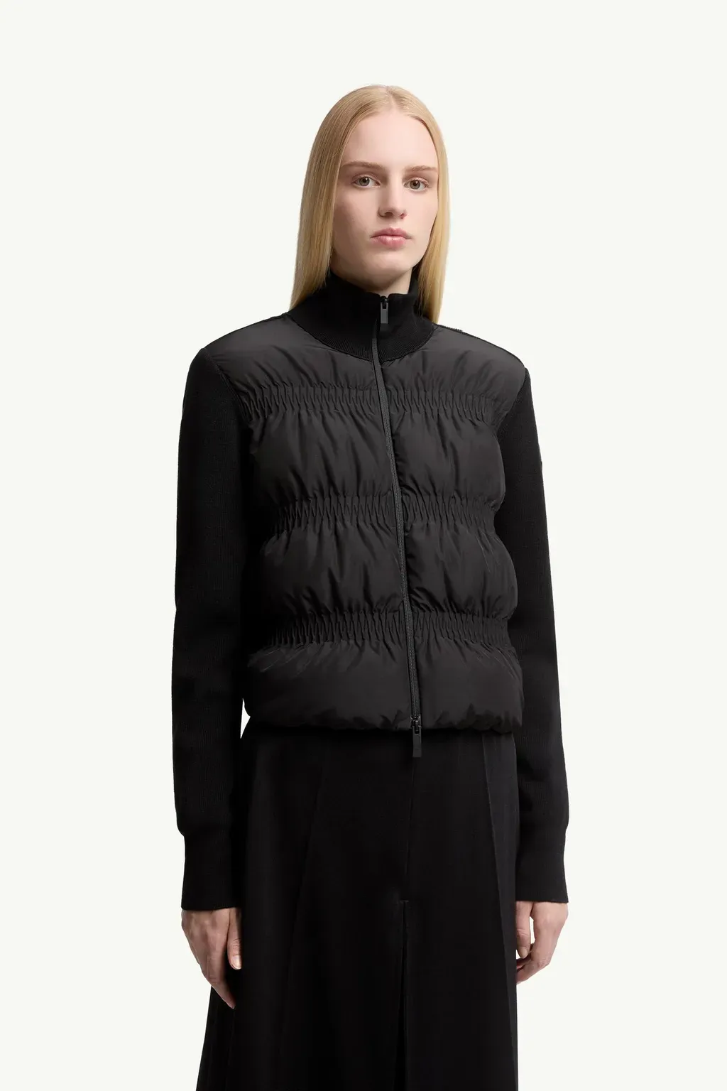 Padded Wool Zip-Up Cardigan