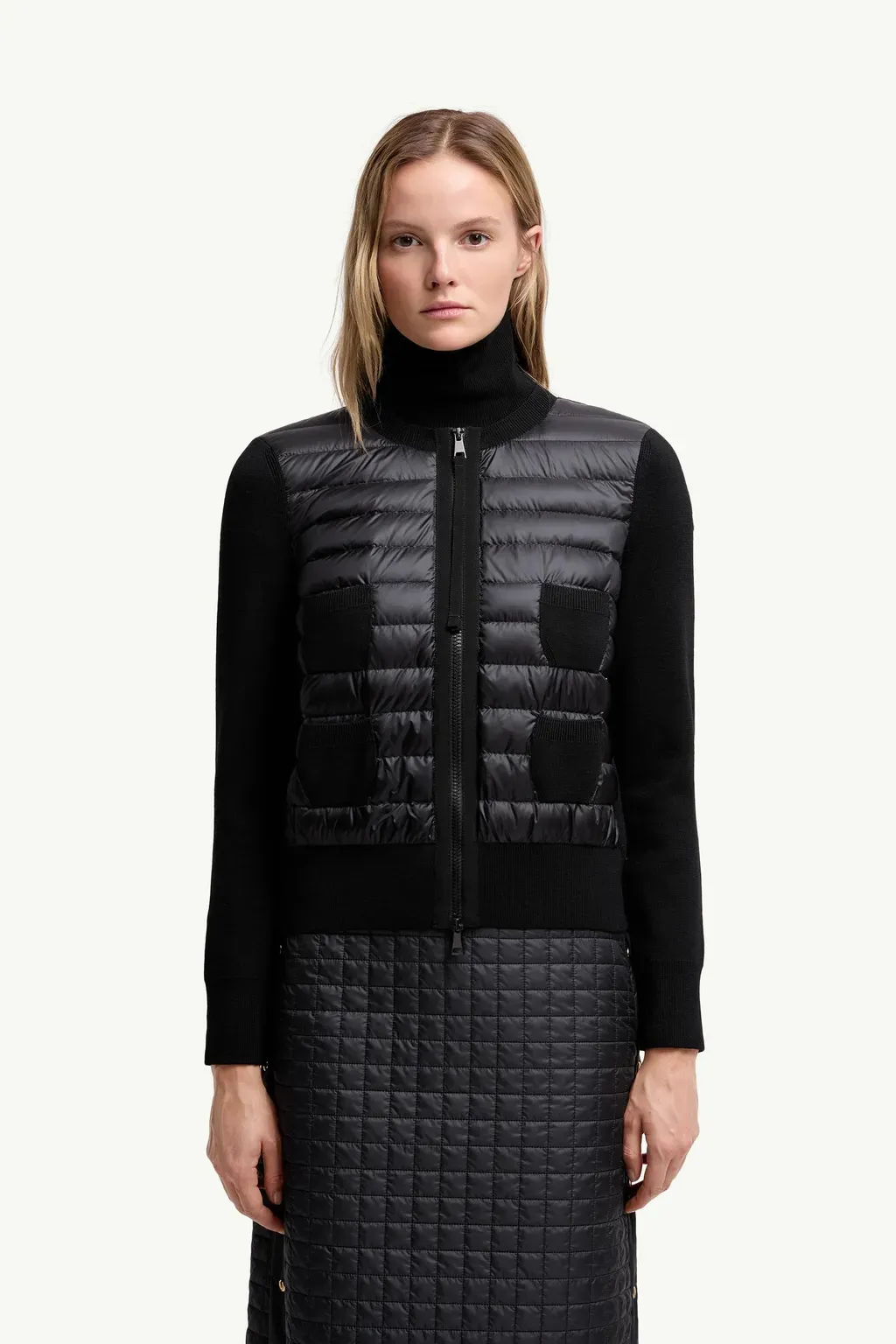 Padded Wool Zip-Up Cardigan