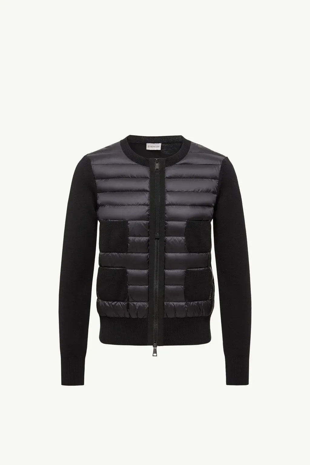Padded Wool Zip-Up Cardigan