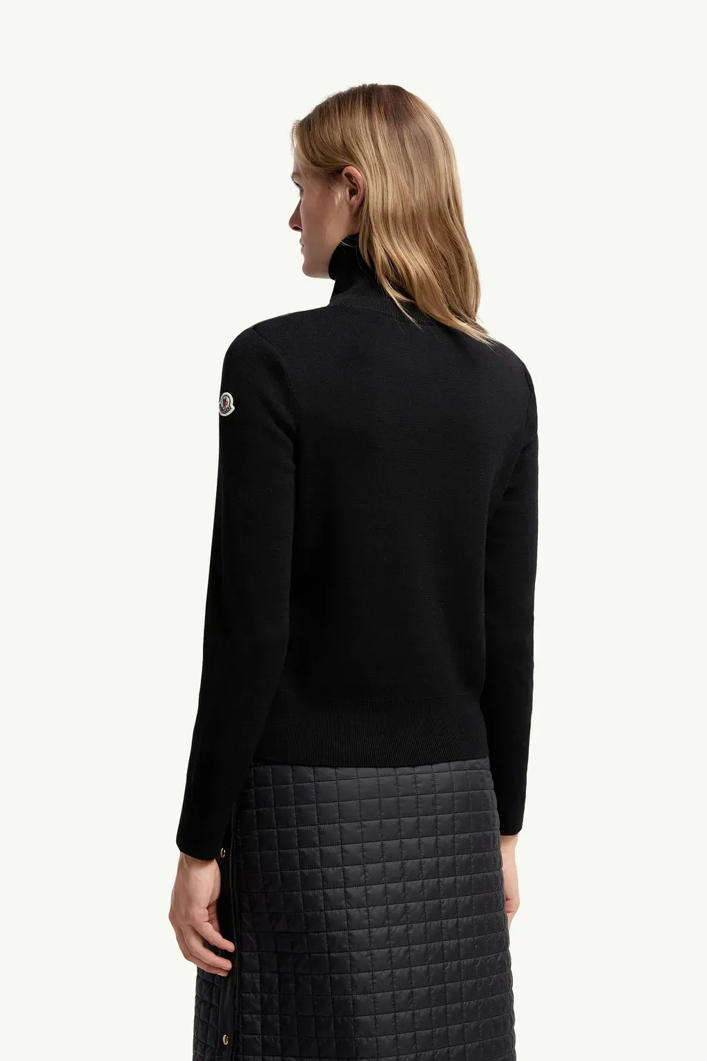 Padded Wool Zip-Up Cardigan