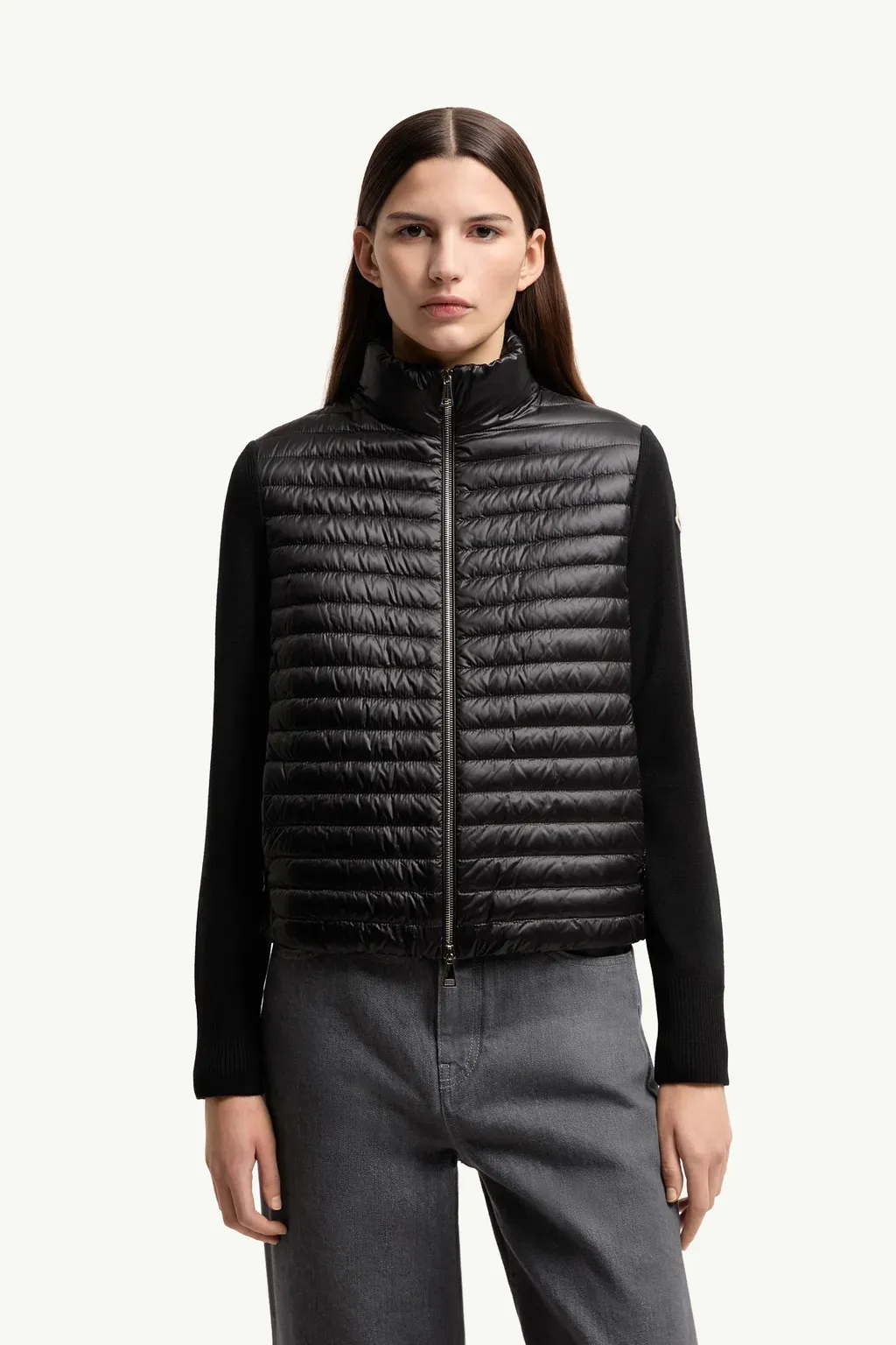 Padded Wool Zip-Up Cardigan