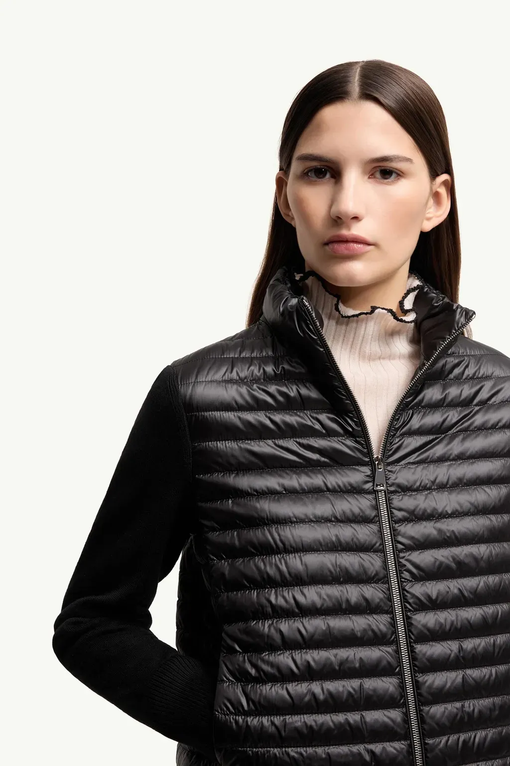Padded Wool Zip-Up Cardigan