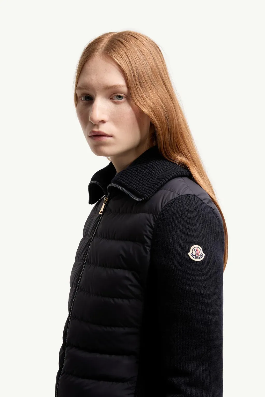 Padded Wool Zip-Up Cardigan