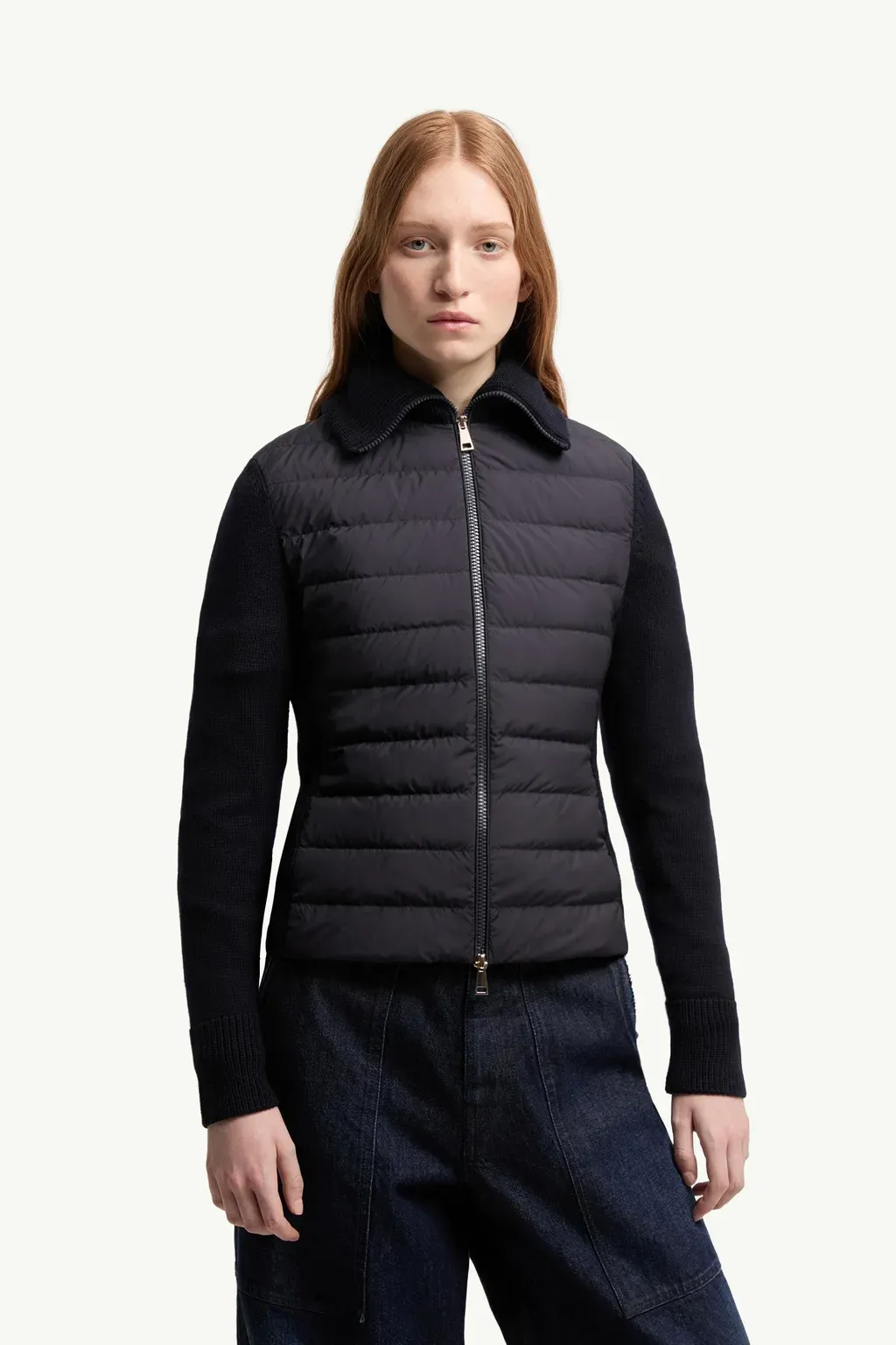 Padded Wool Zip-Up Cardigan